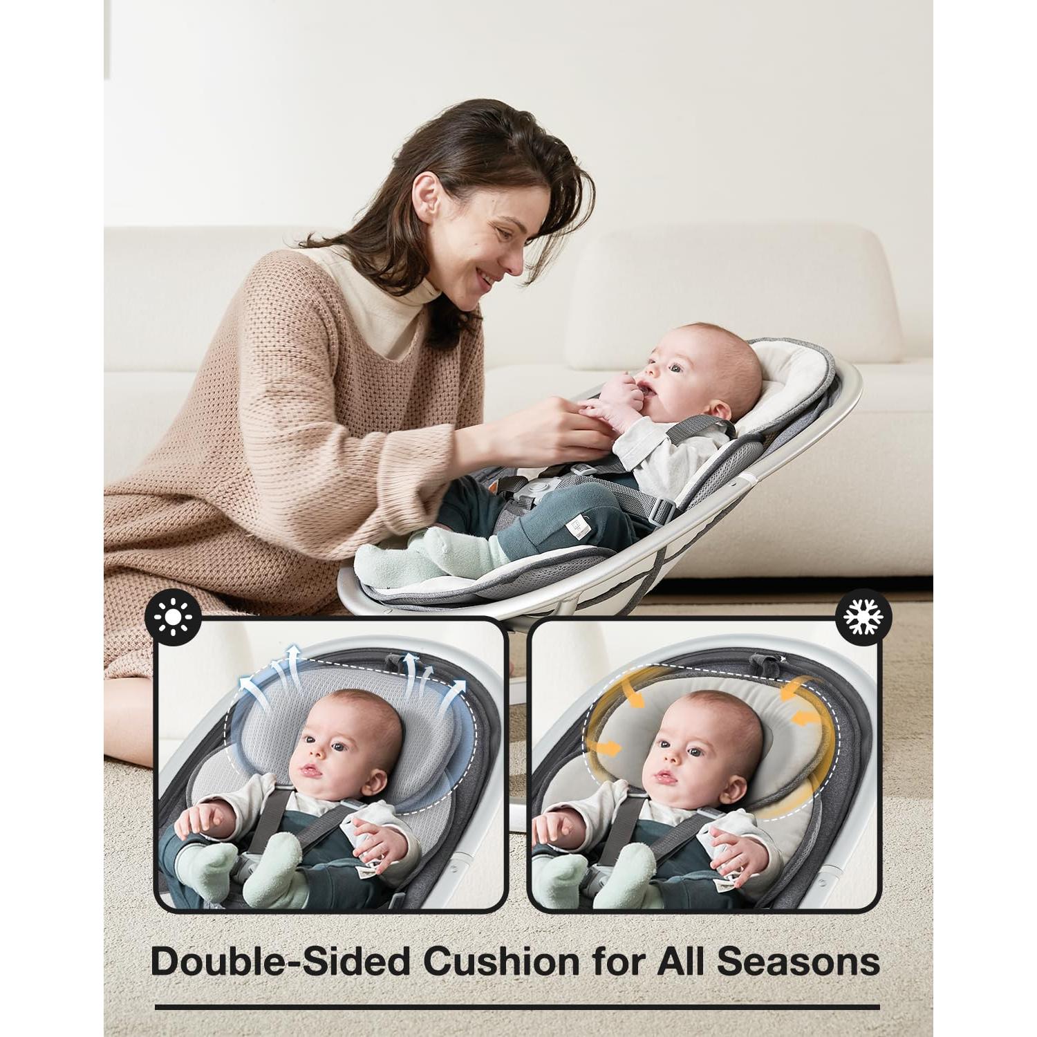 Columpio Eléctrico Yacul para Bebés 0-6 Meses, 5 Movimientos