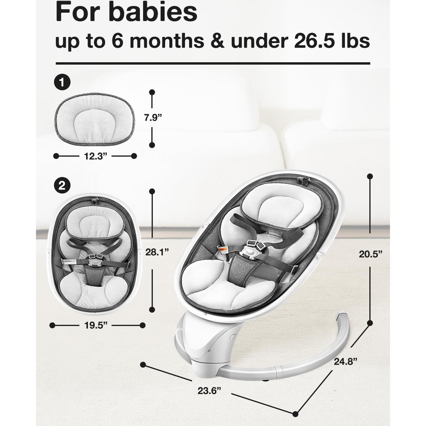 Columpio Eléctrico Yacul para Bebés 0-6 Meses, 5 Movimientos
