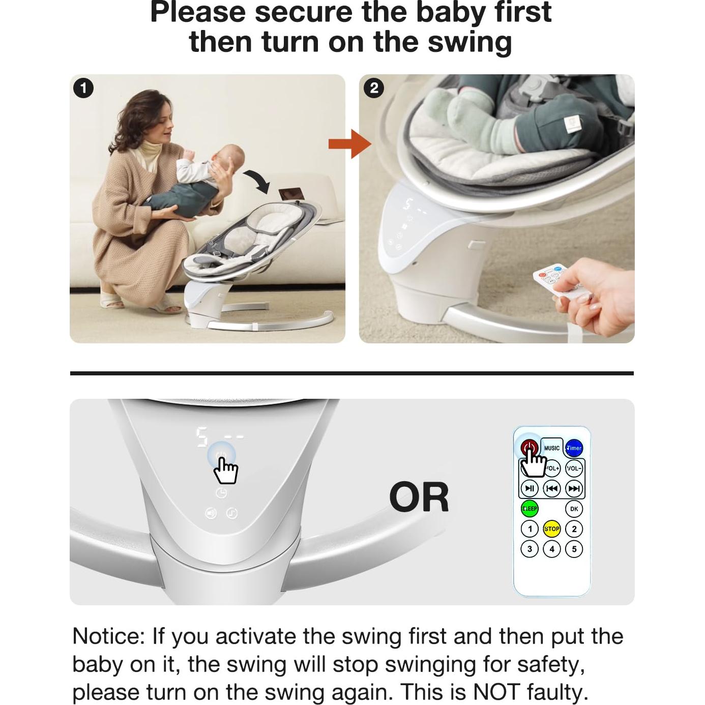 Columpio Eléctrico Yacul para Bebés 0-6 Meses, 5 Movimientos