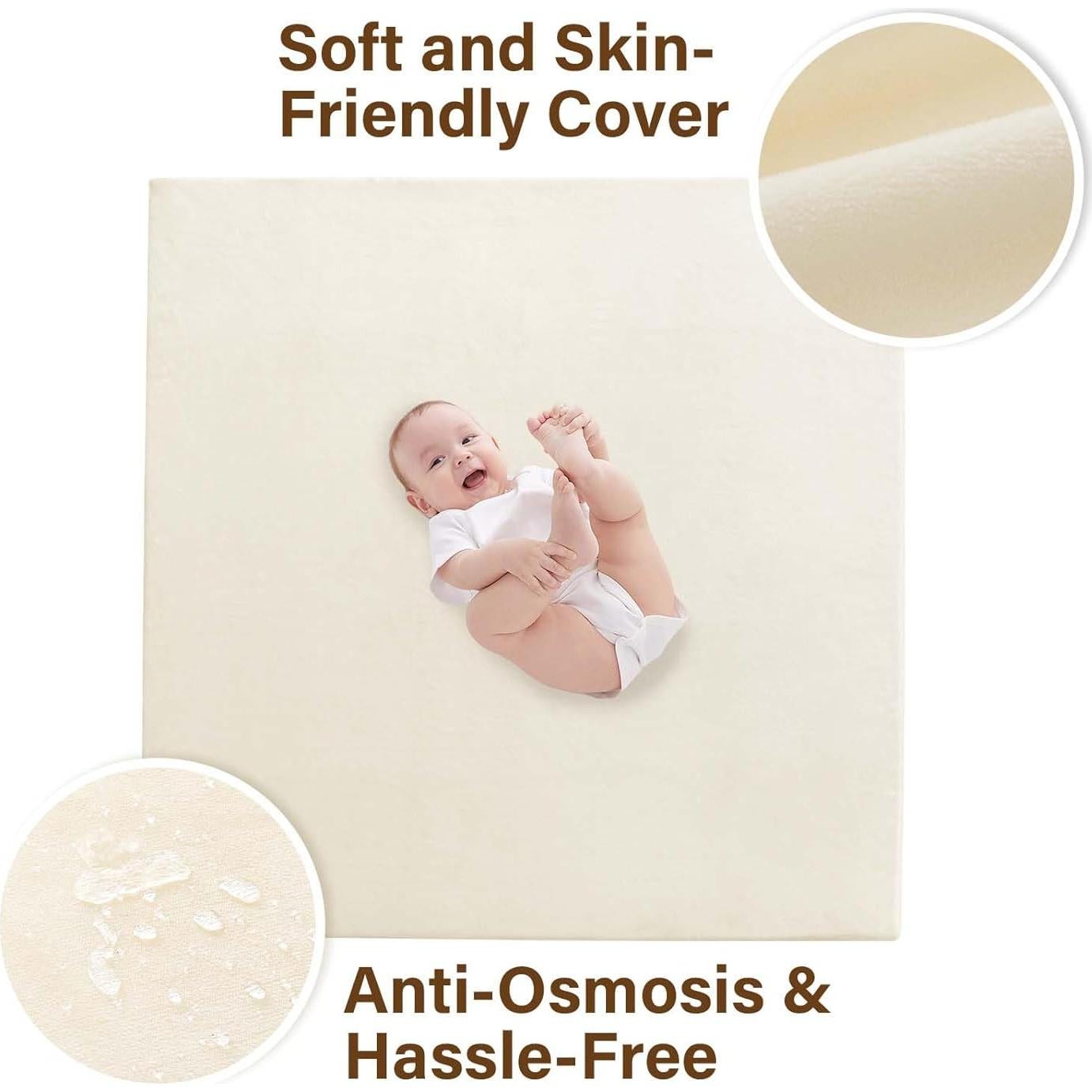 Alfombra de Juego para Bebés YKIMI 127x127 cm Beige Antideslizante