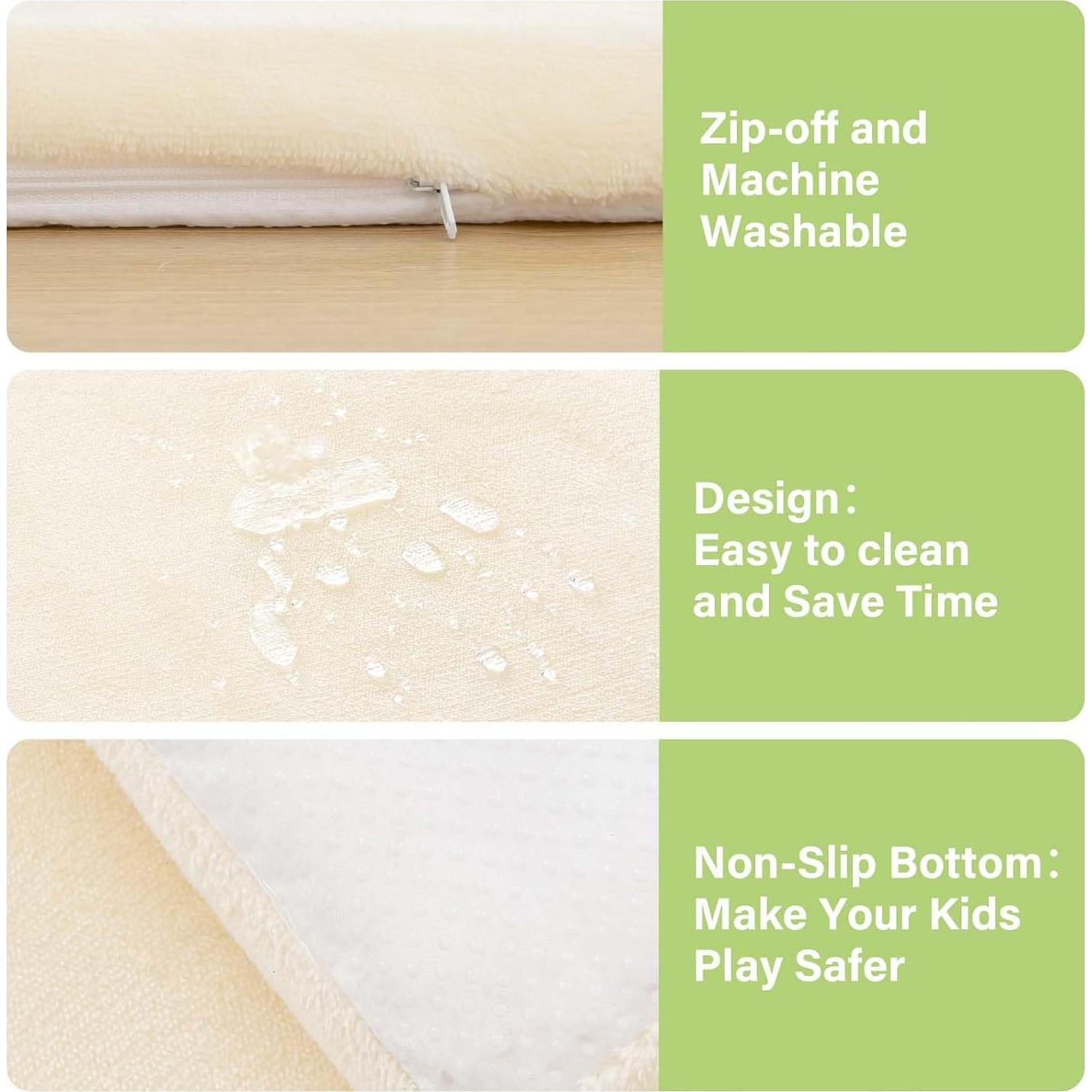 Alfombra de Juego para Bebés YKIMI 127x127 cm Beige Antideslizante