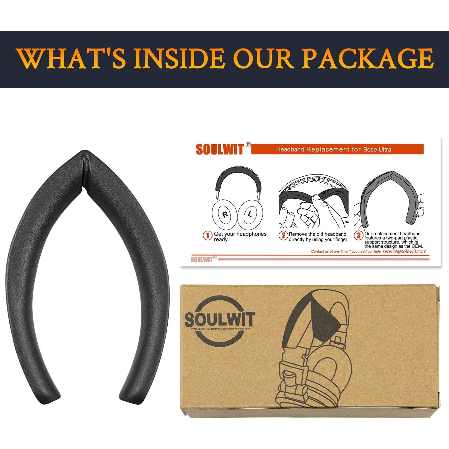 Funda de diadema SOULWIT para auriculares Bose QC Ultra - Negro