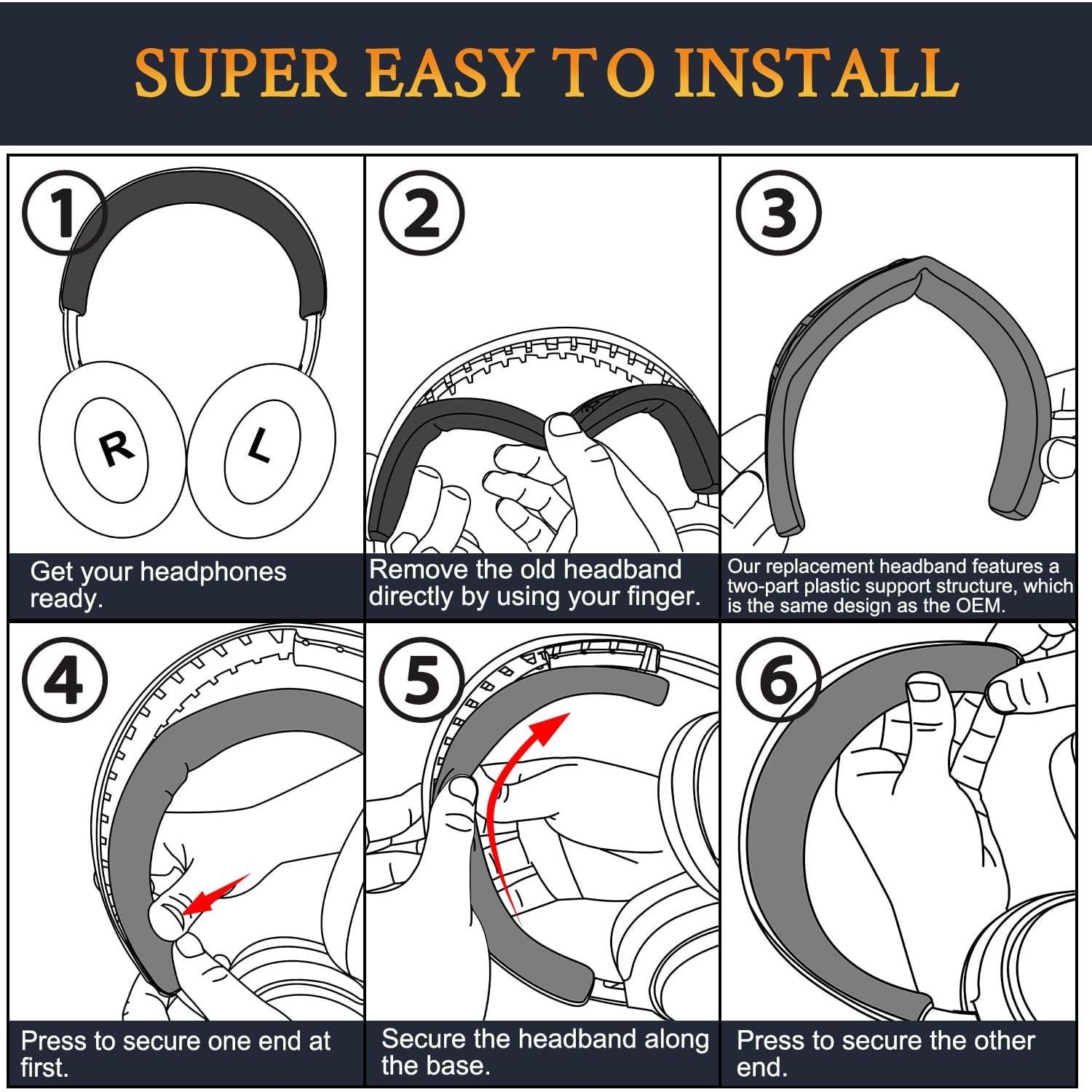 Funda de diadema SOULWIT para auriculares Bose QC Ultra - Negro