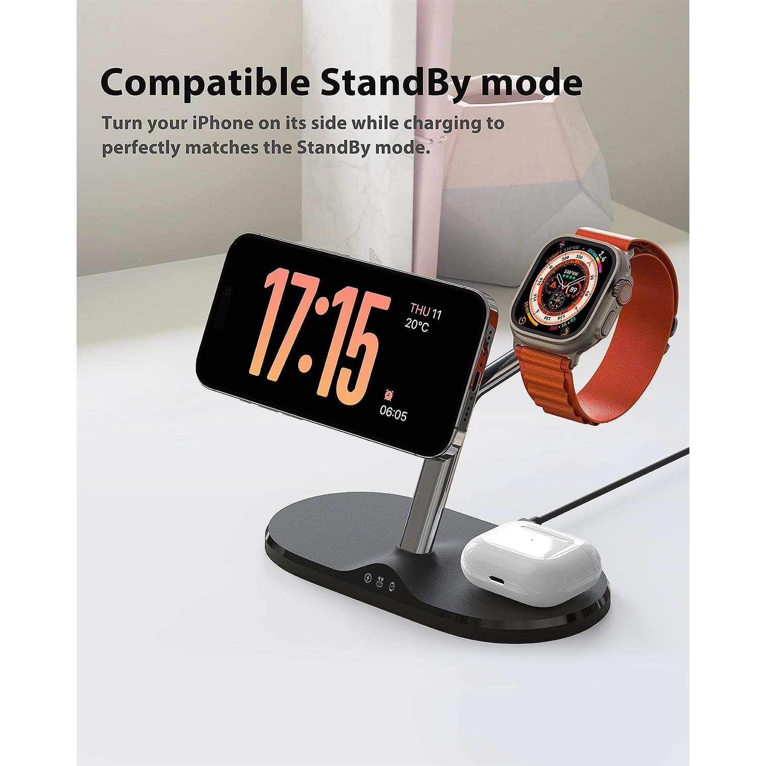 Estación de Carga Inalámbrica 3 en 1 Holami para Apple