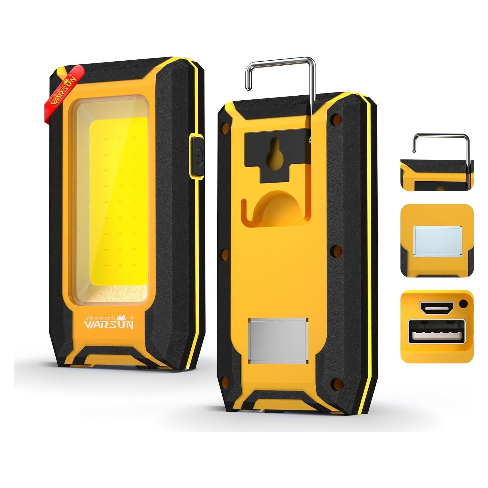 Luz de Trabajo LED WARSUN 40W 1500 Lúmenes Recargable Amarillo