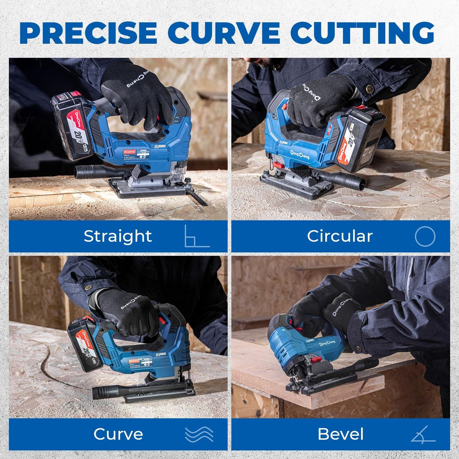 Sierra de calar Dong Cheng 20V con batería 4Ah y 6 hojas