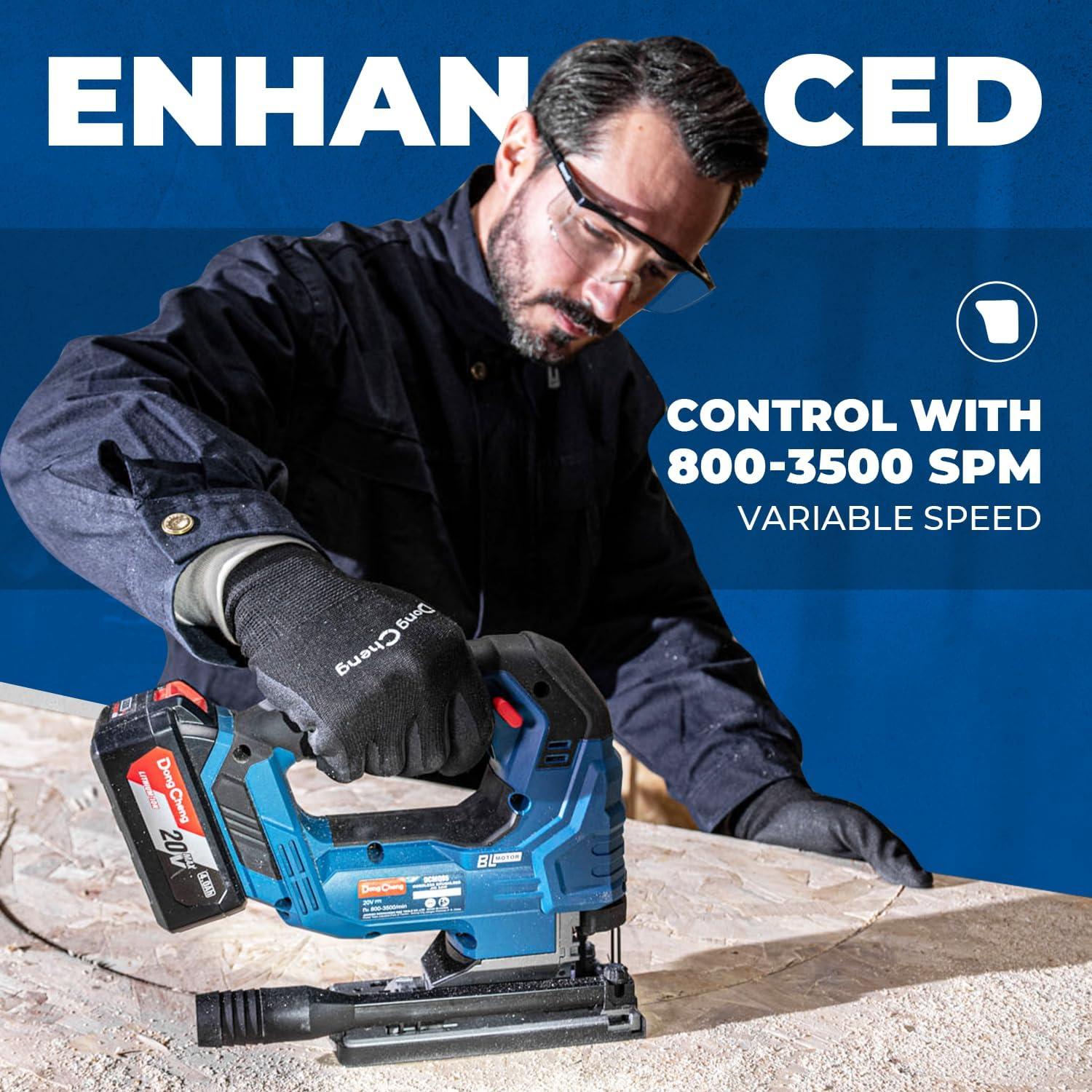 Sierra de calar Dong Cheng 20V con batería 4Ah y 6 hojas