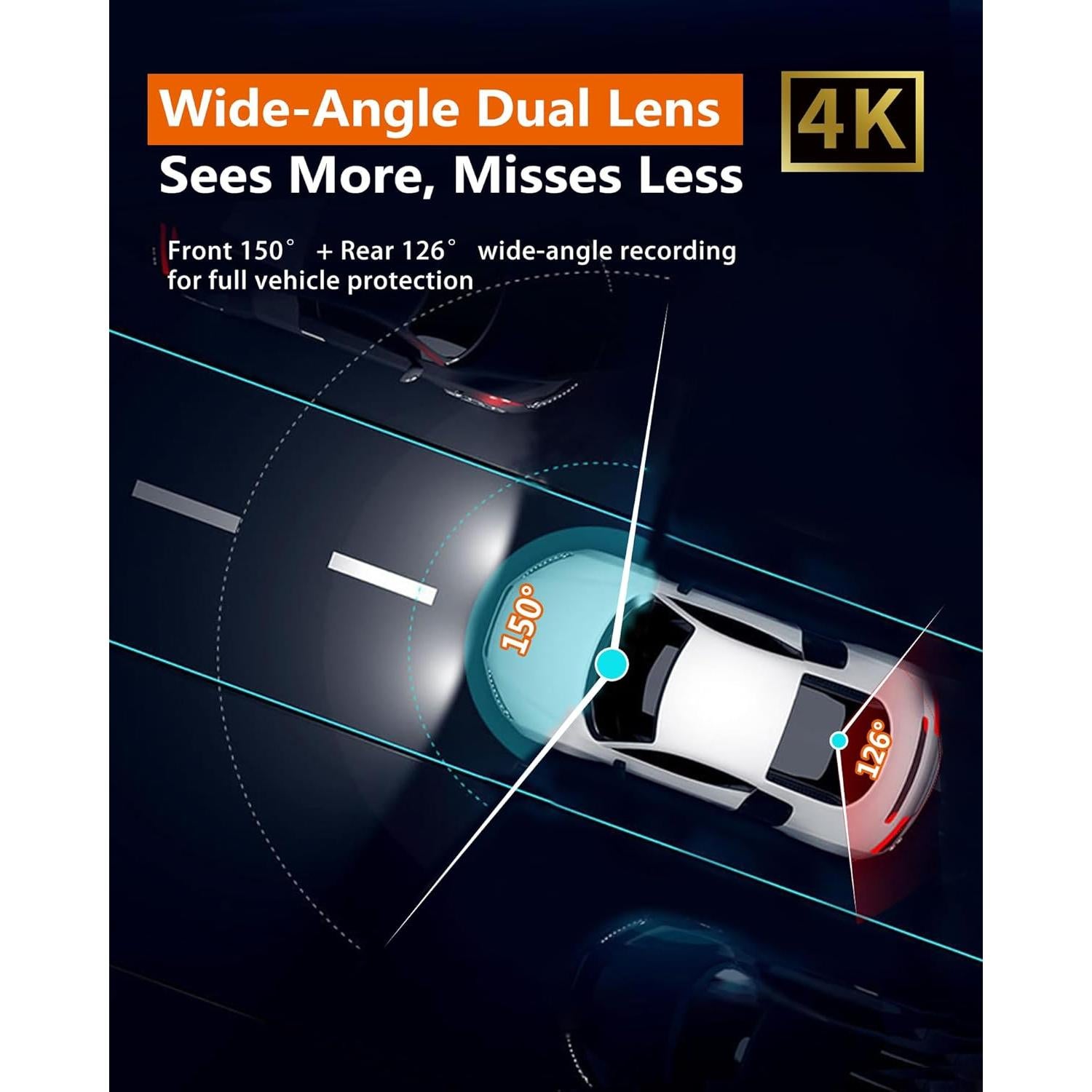 Cámara Dash 4K Delantera y Trasera Ficorella FC70 Inalámbrica