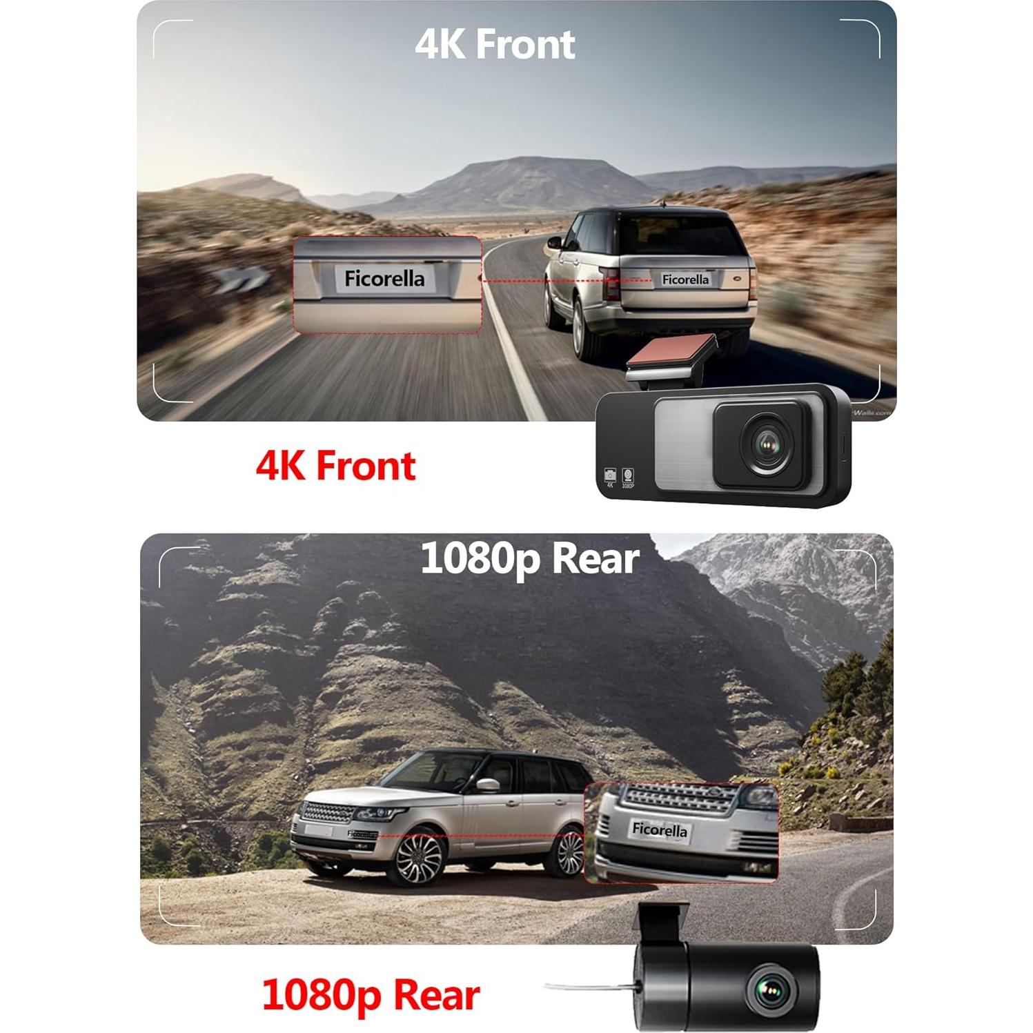 Cámara Dash 4K Delantera y Trasera Ficorella FC70 Inalámbrica