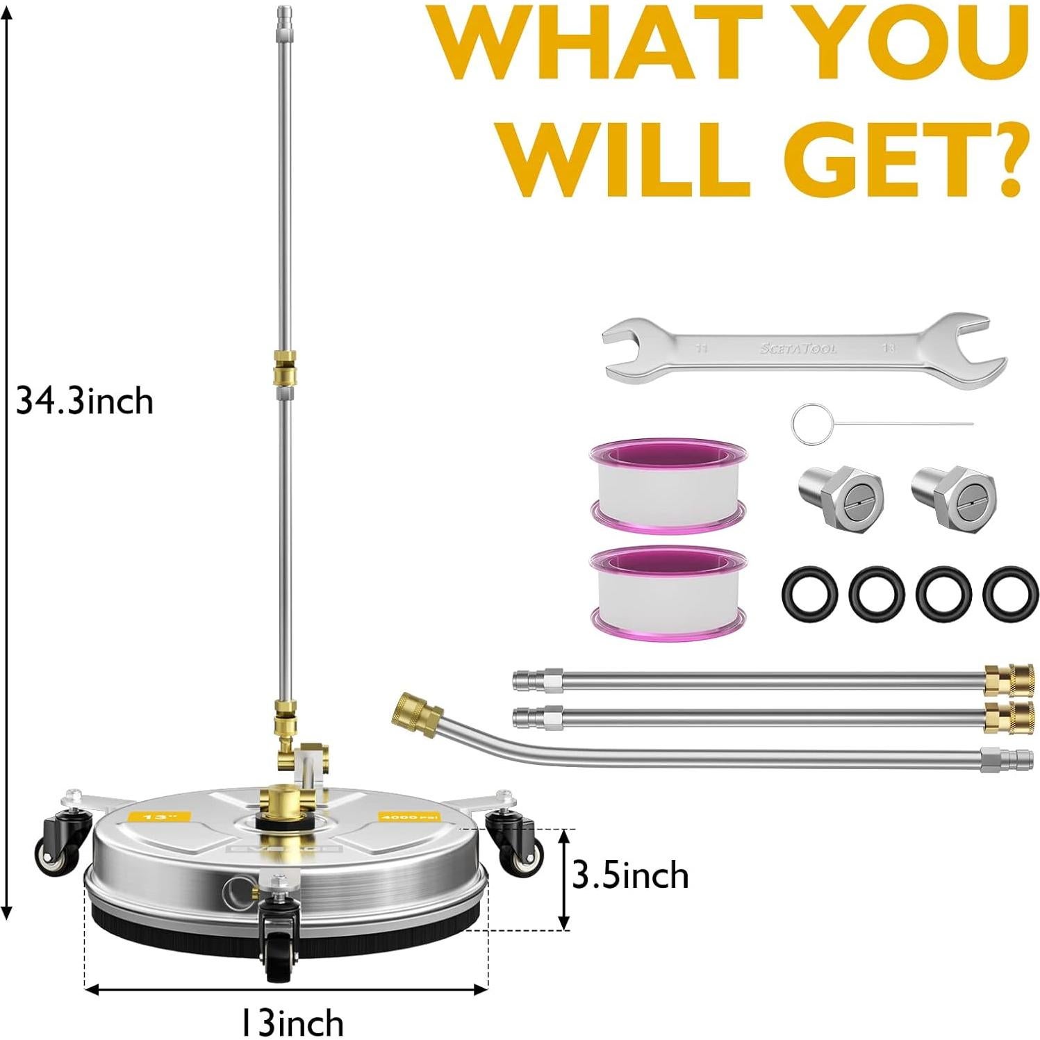 Limpiador de Superficies 2-en-1 EVEAGE 33cm para Lavadora a Presión