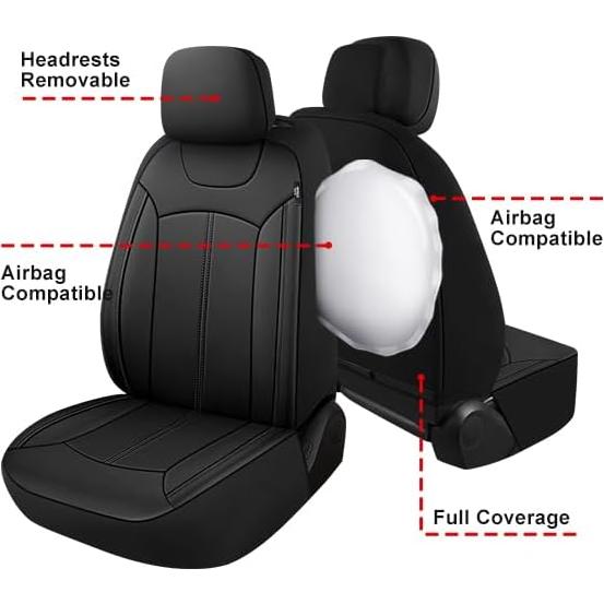 Cubiertas de Asientos de Coche de Cuero Premium Pariiaotin - Negro