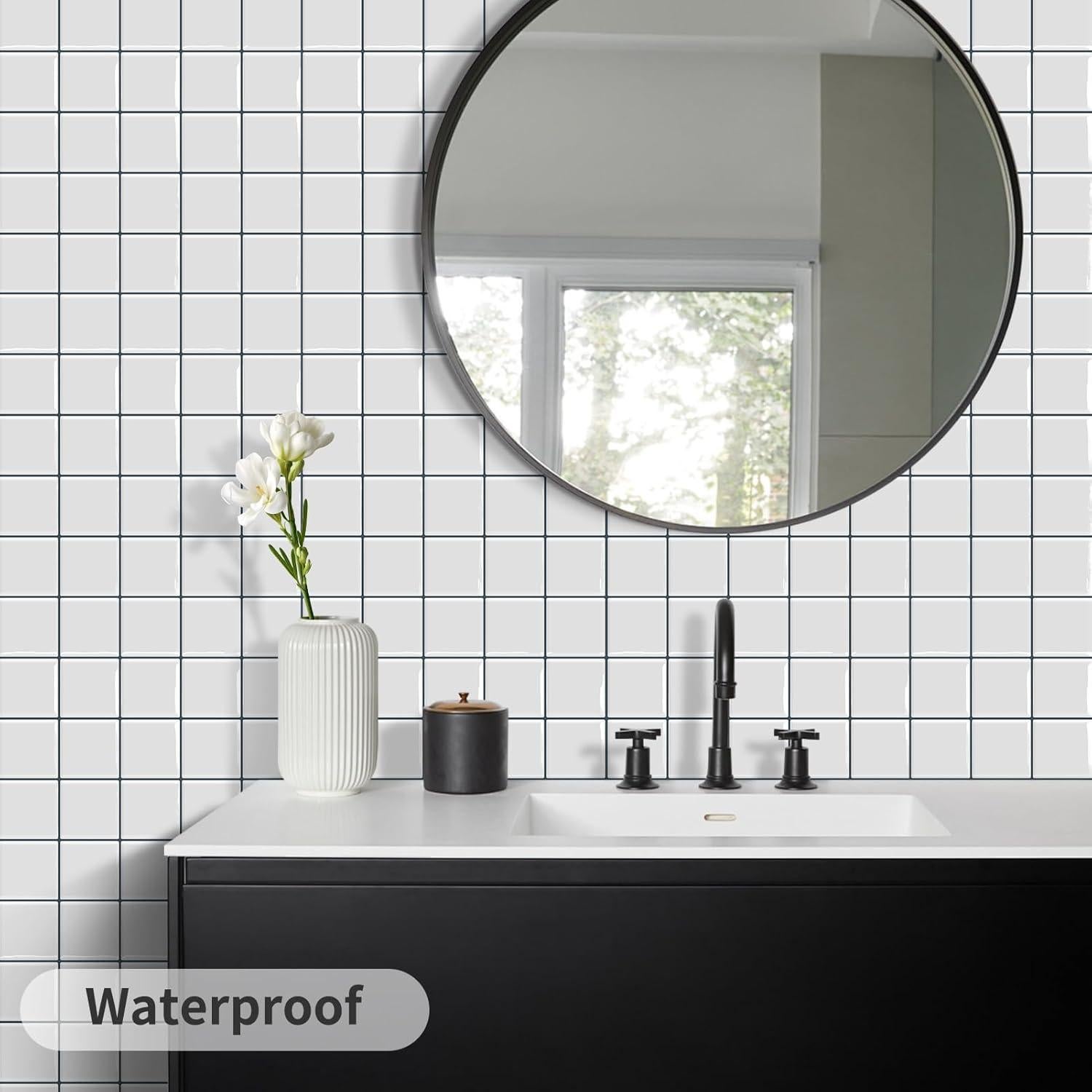 Azulejos autoadhesivos cuadrados DEWOO 30.48x30.48 cm blancos