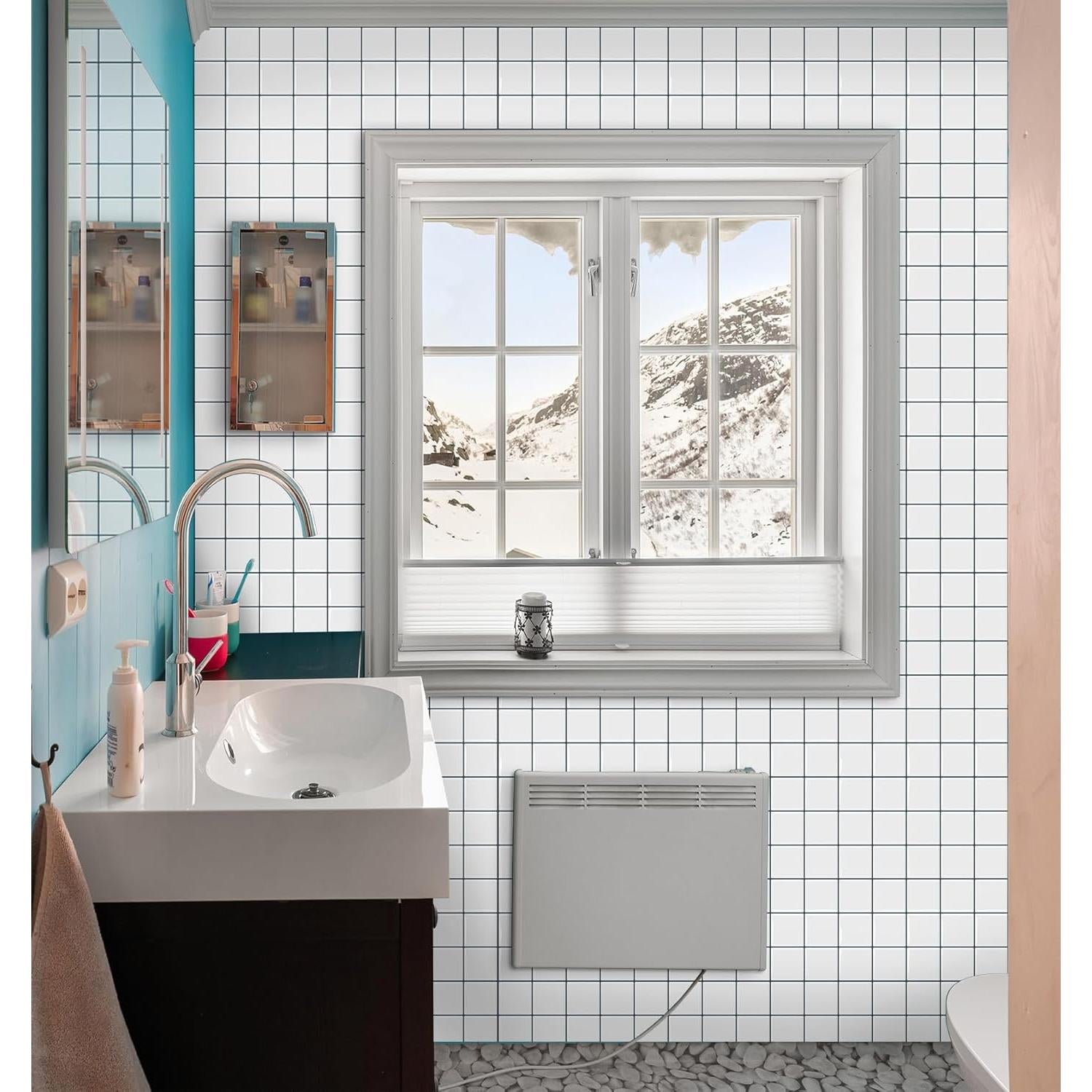 Azulejos autoadhesivos cuadrados DEWOO 30.48x30.48 cm blancos