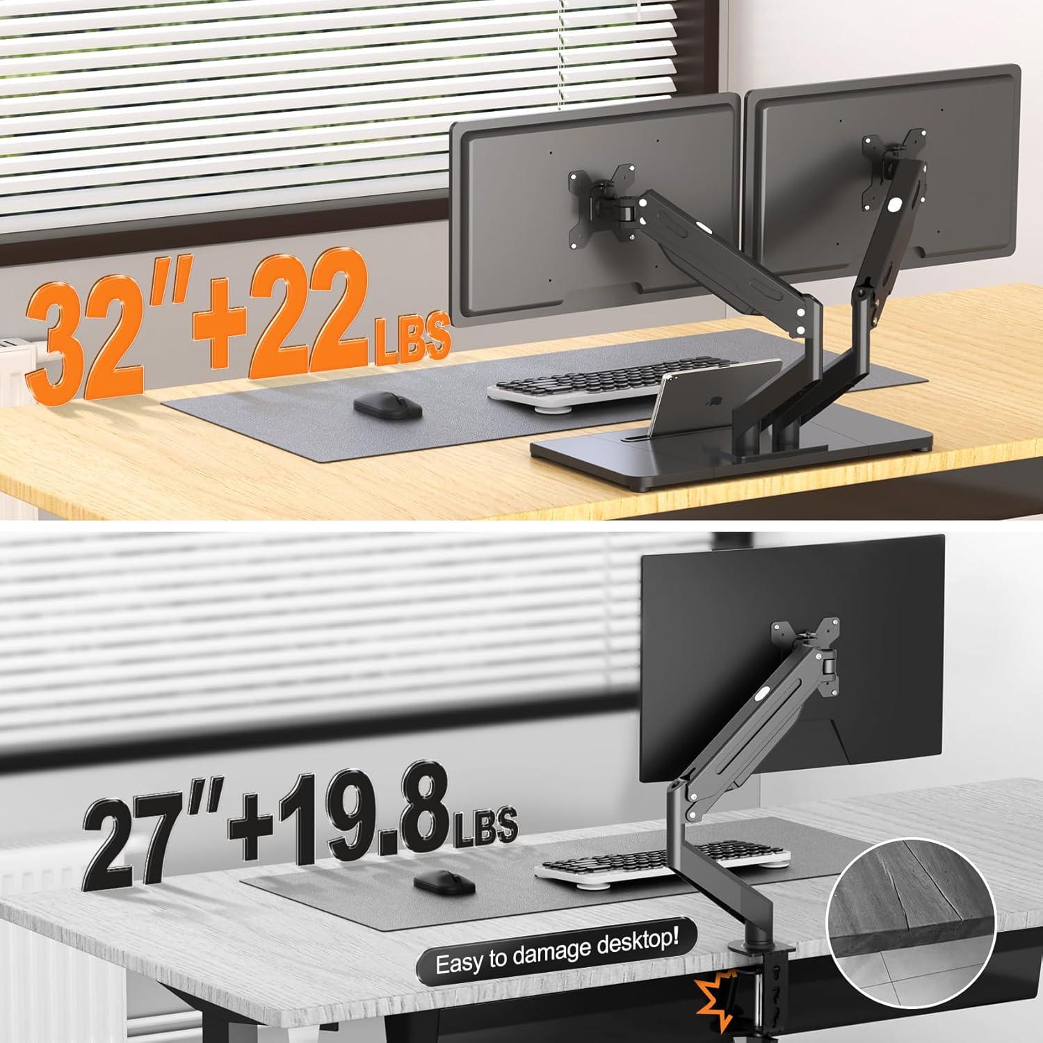 Soporte Doble para Monitor Pholiten Ajustable 17-32" Negro