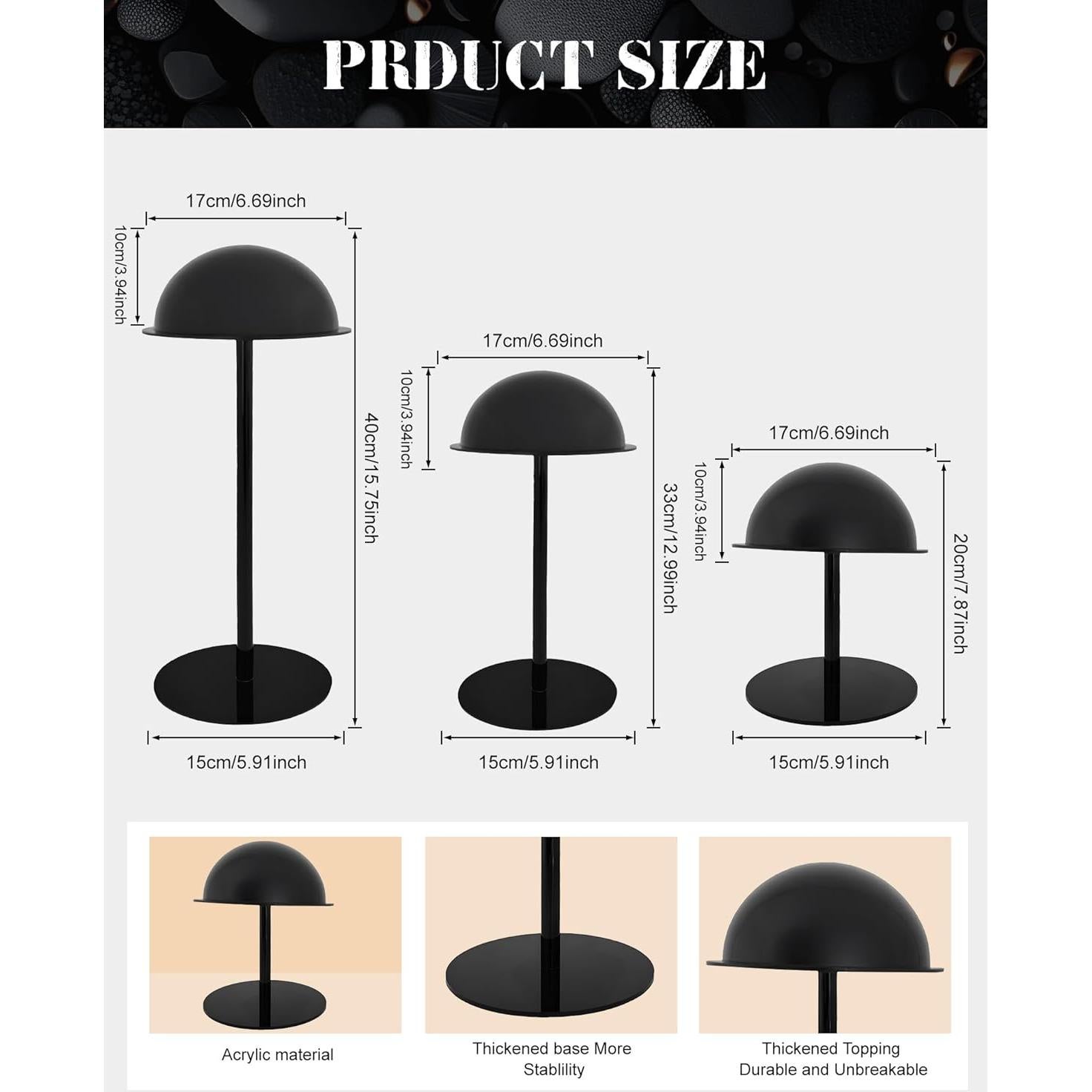 Soporte de Sombrero Chadwick 20cm Acrílico Negro Duradero