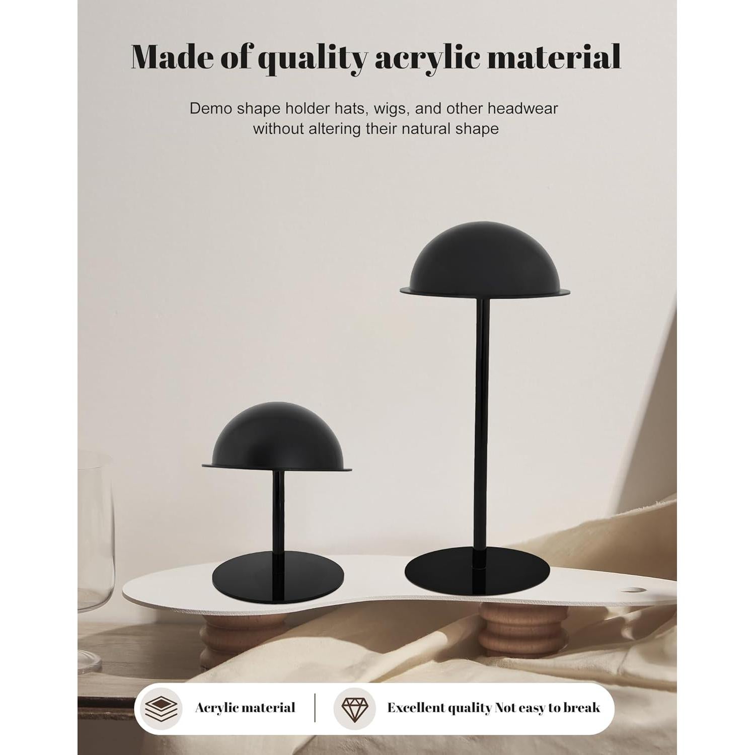 Soporte de Sombrero Chadwick 20cm Acrílico Negro Duradero