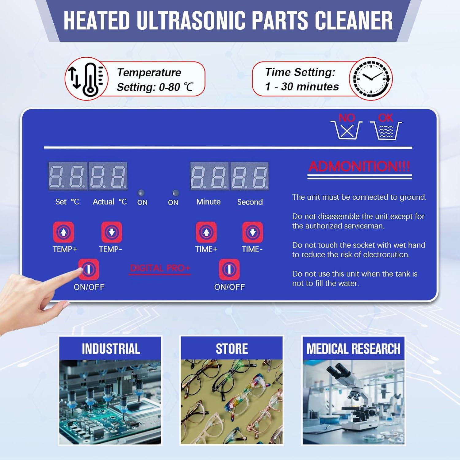 Limpiadora Ultrasónica de Piezas 2L VECKYJL con Calentador