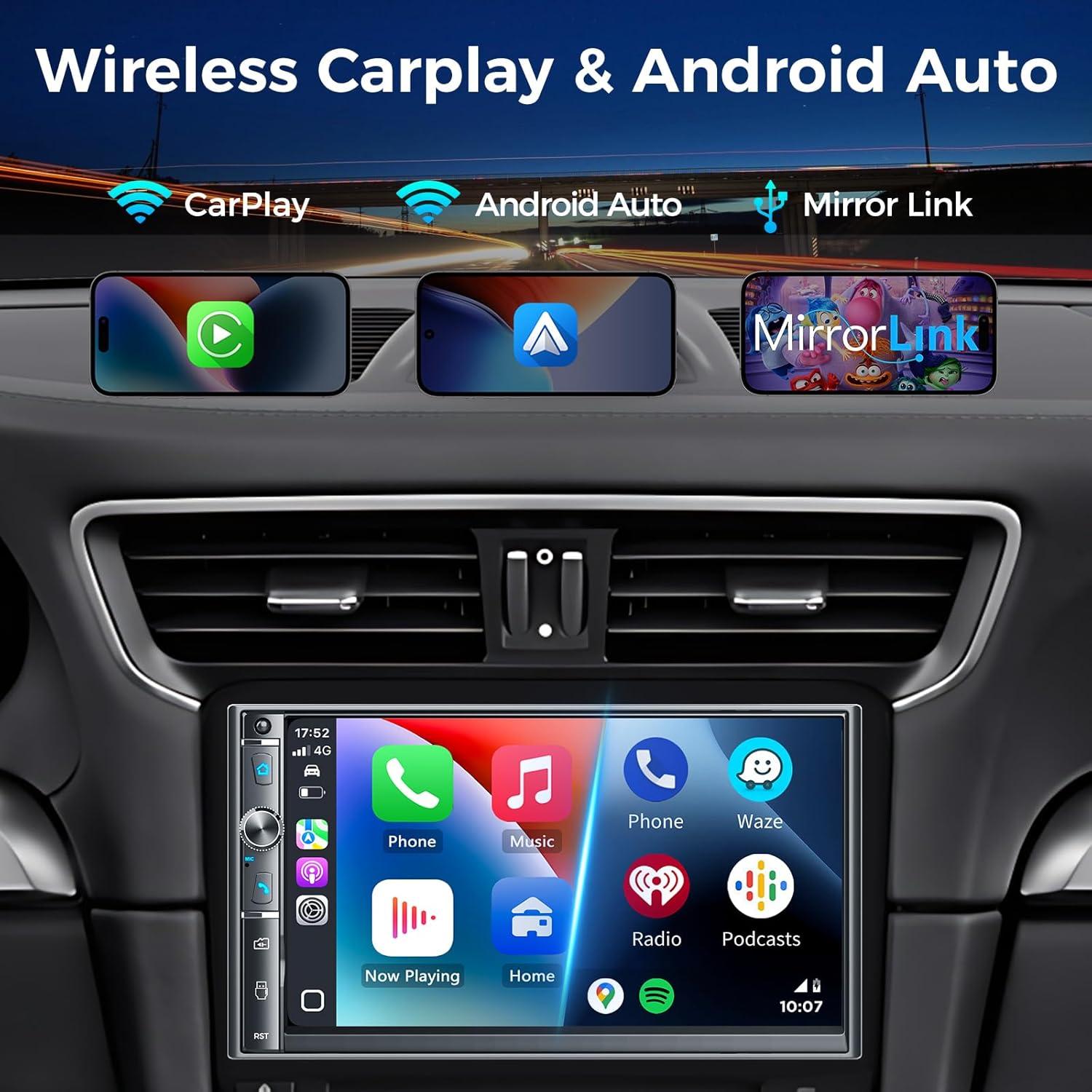 Estéreo de coche Kissound KS9702 Doble Din 7" Bluetooth Carplay