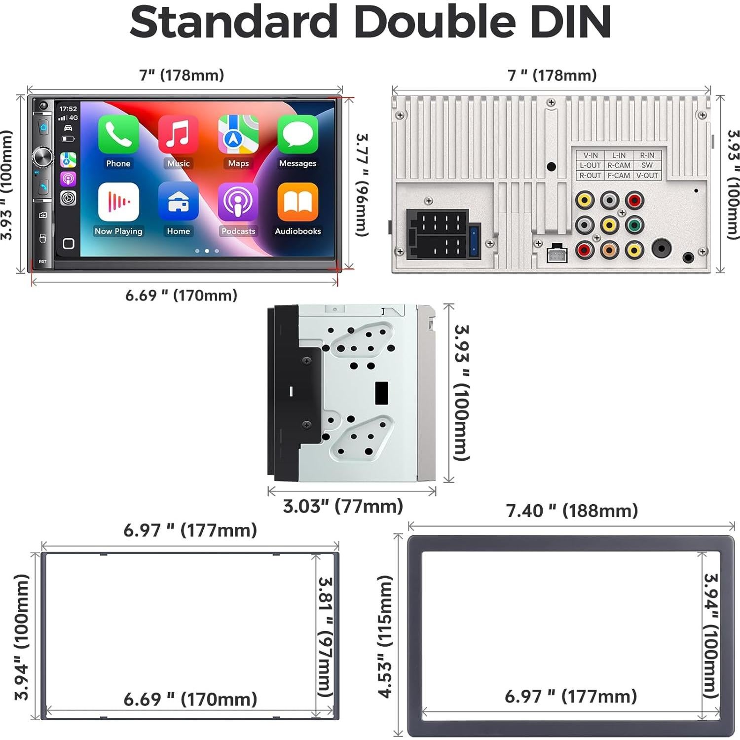 Estéreo de coche Kissound KS9702 Doble Din 7" Bluetooth Carplay