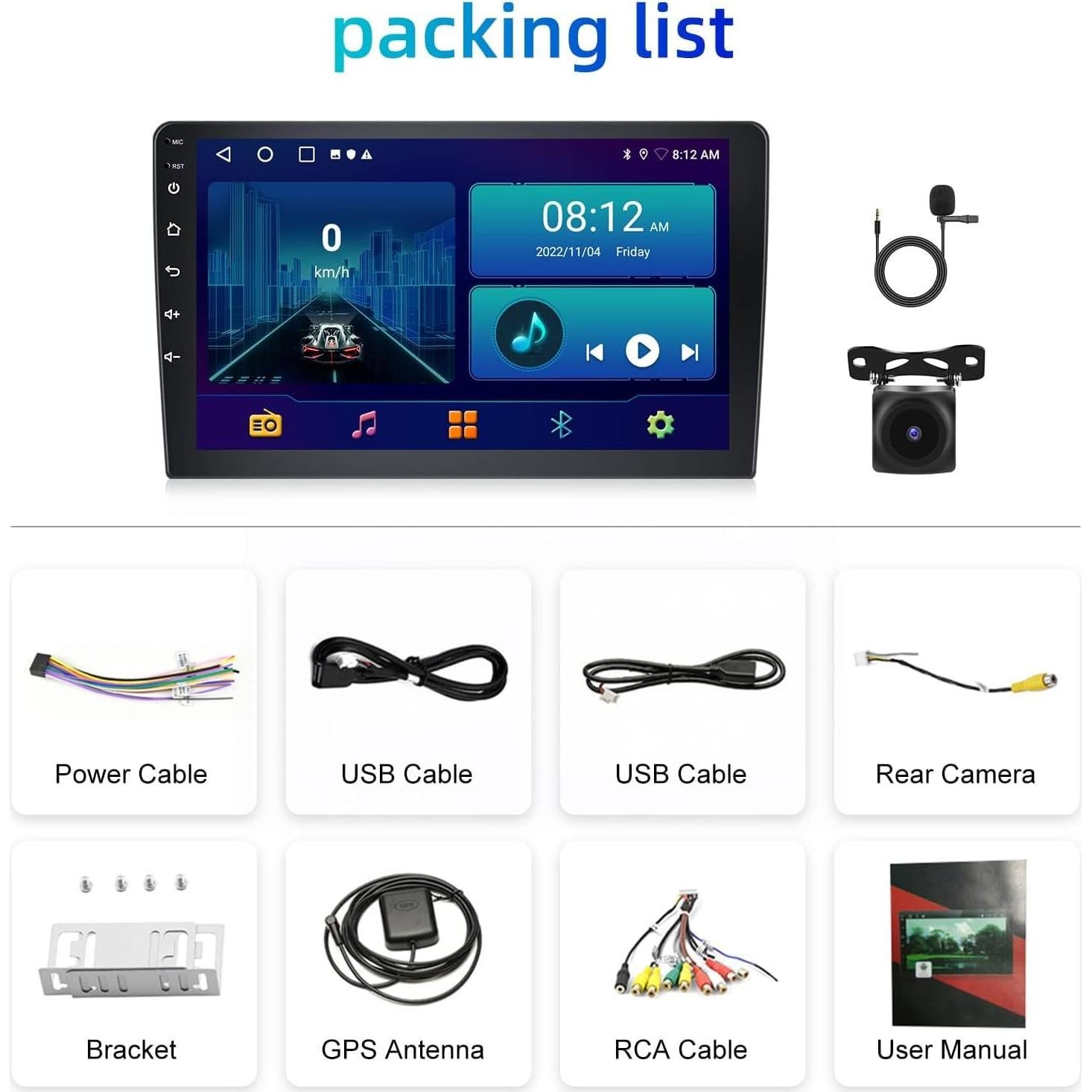 Estéreo de Coche Podofo 10.1" Android 2GB+32GB Carplay Auto