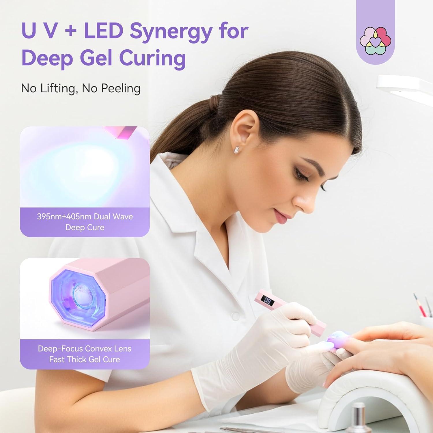 SAVILAND Essentials UV Light for Gel Nails: Flash Cure Lamp Nail Dryer with Dual Timer Setting LCD Display Screen Rechargeable Mini Gel Nail Lamp Nail Tech Must Haves Nail Supplies for Manicure