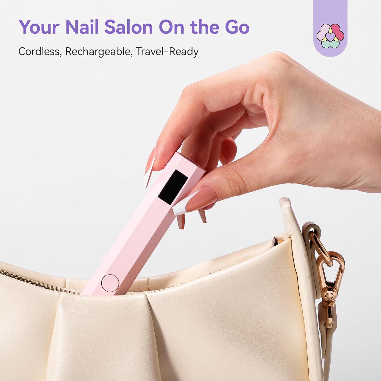 SAVILAND Essentials UV Light for Gel Nails: Flash Cure Lamp Nail Dryer with Dual Timer Setting LCD Display Screen Rechargeable Mini Gel Nail Lamp Nail Tech Must Haves Nail Supplies for Manicure