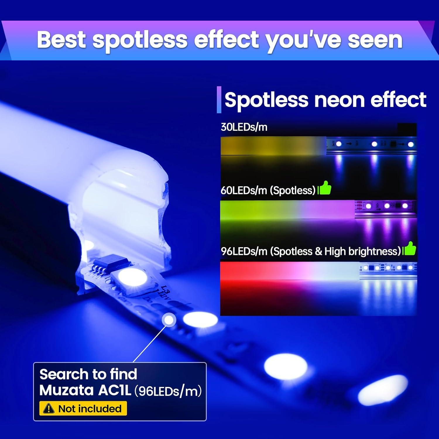 Canal LED Muzata U108 1M 6Pack Cubierta Blanca Lechosa