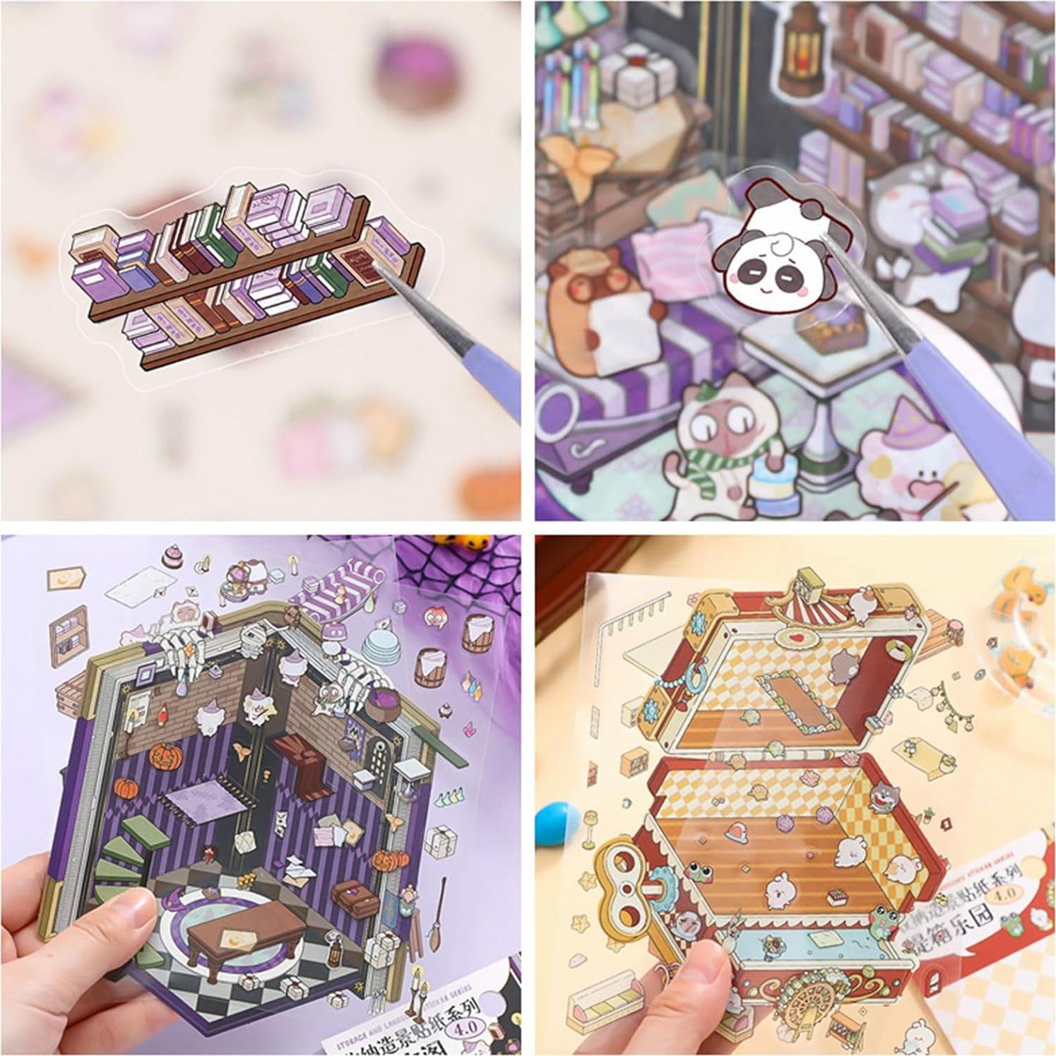 Conjunto de Stickers 3D DIY Funntech - 4 Temas para Decorar