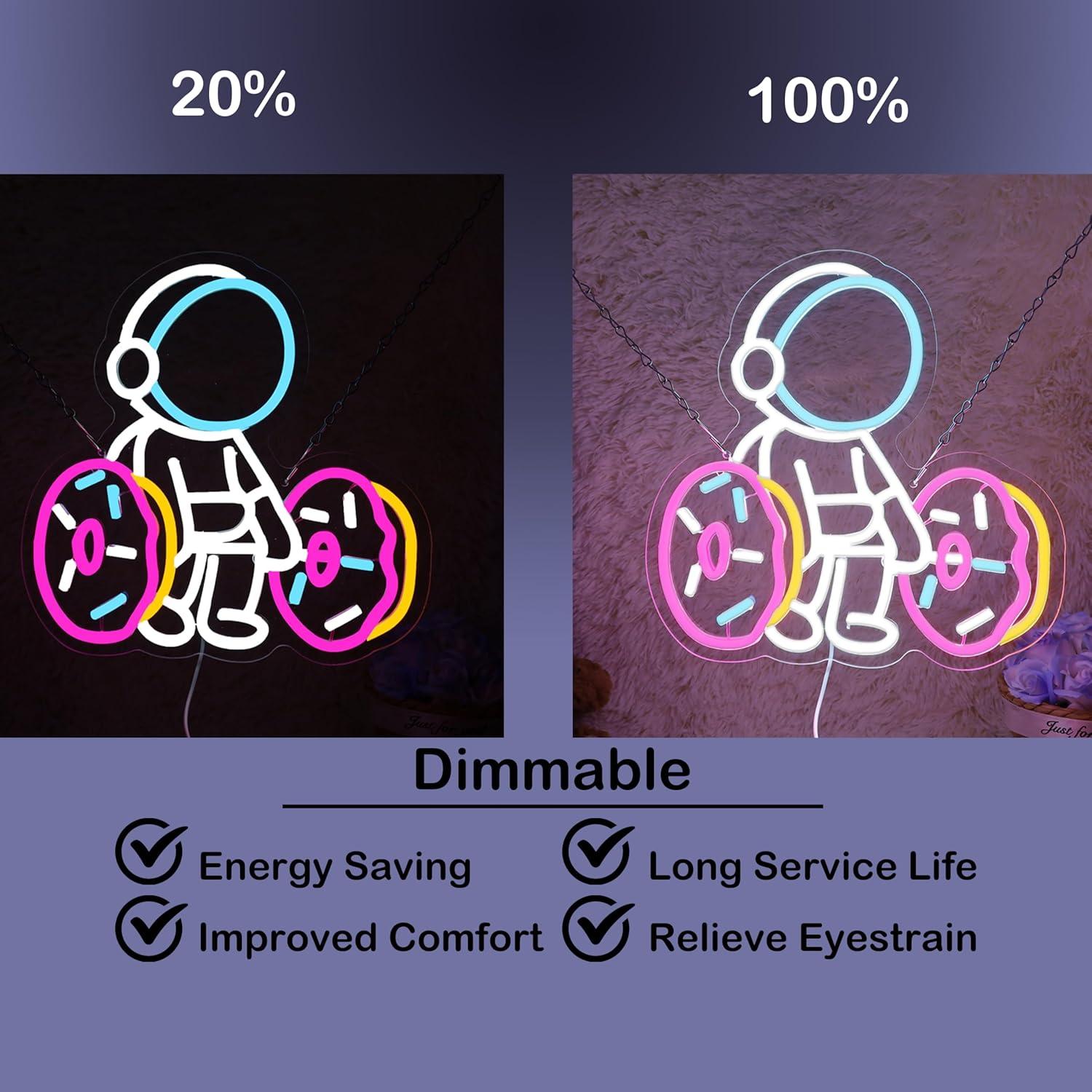 Luz de Neón LED Astronauta Levantando Donut 31.75 cm