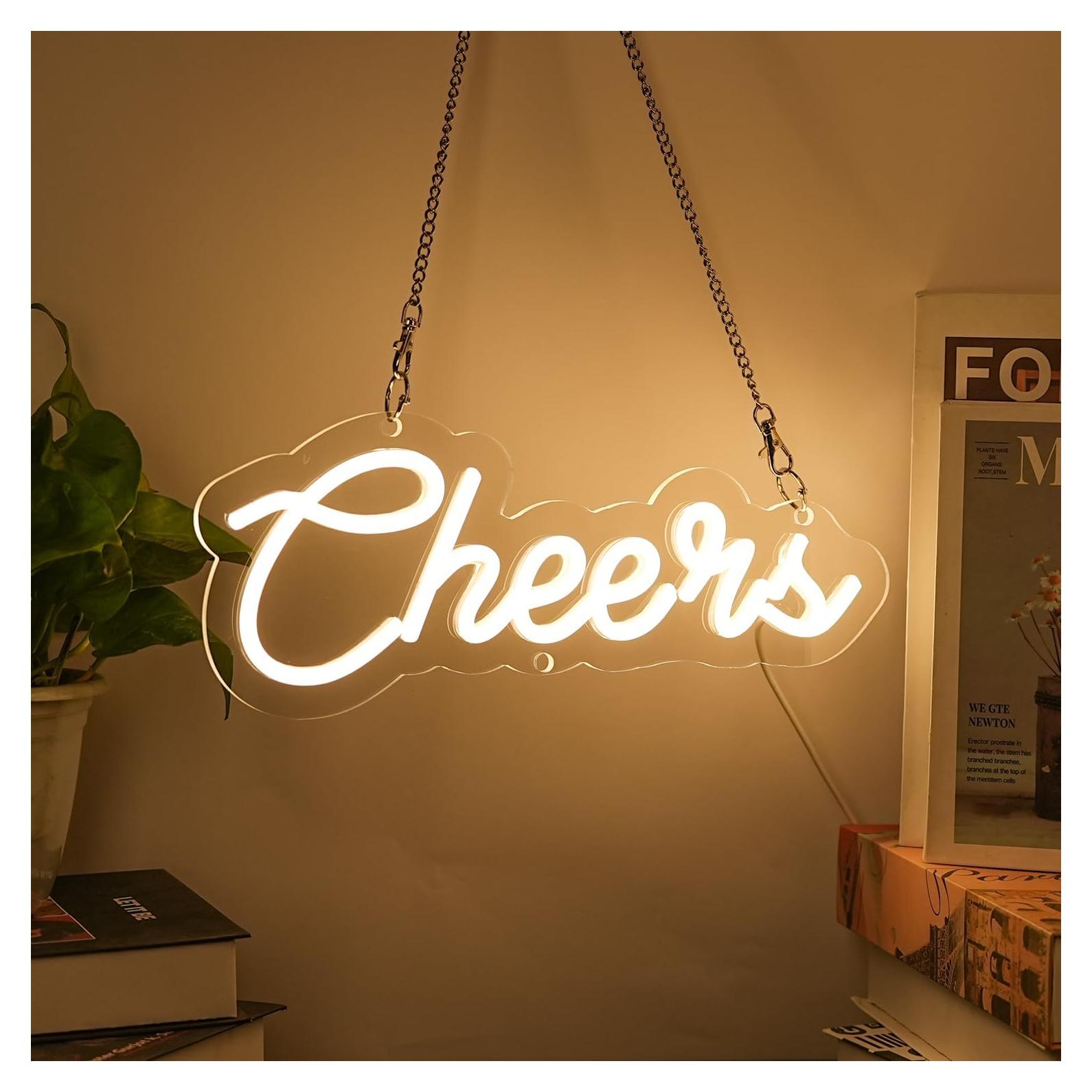 Letrero de Neón LED KANAYA Cheers Blanco Cálido 35 cm USB