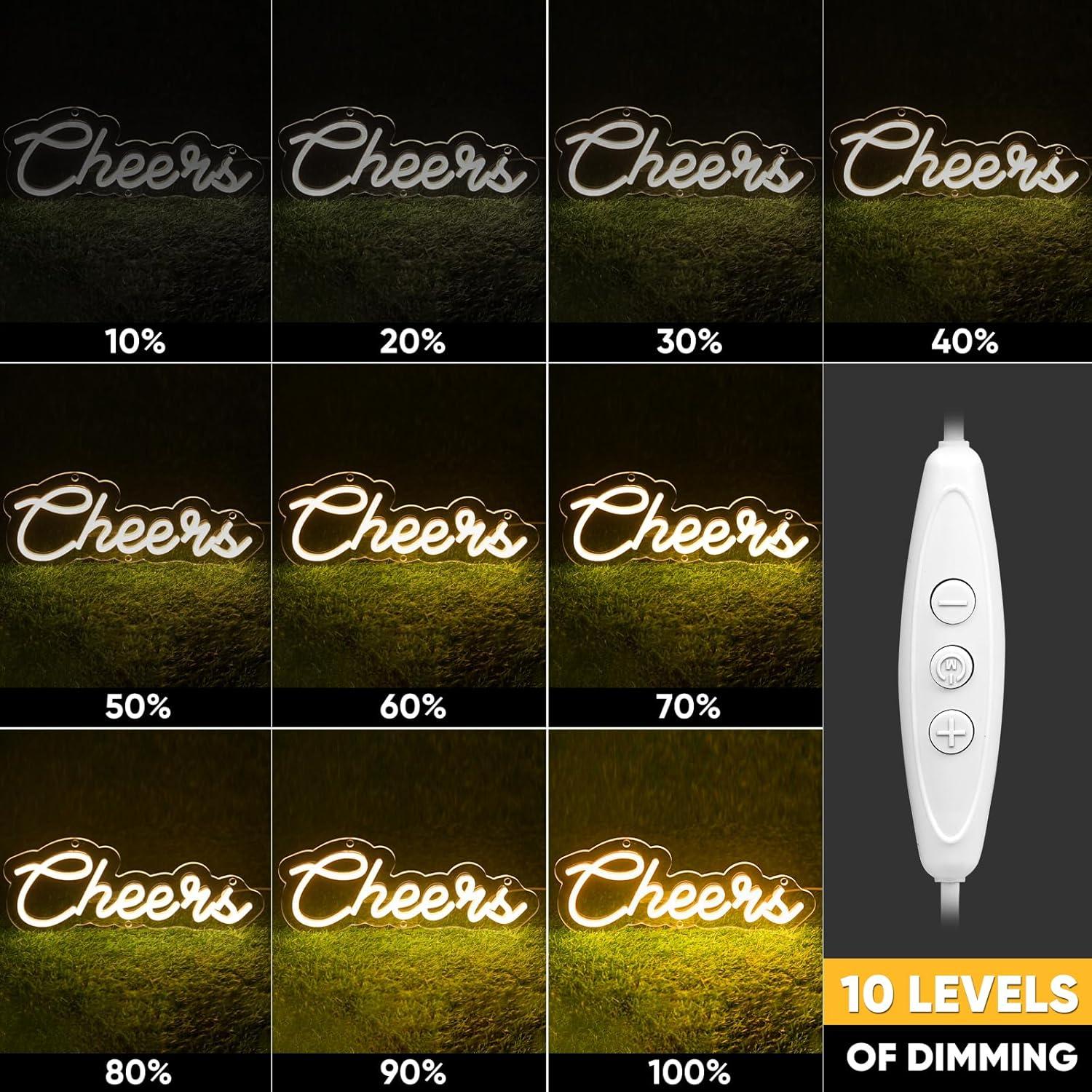 Letrero de Neón LED KANAYA Cheers Blanco Cálido 35 cm USB