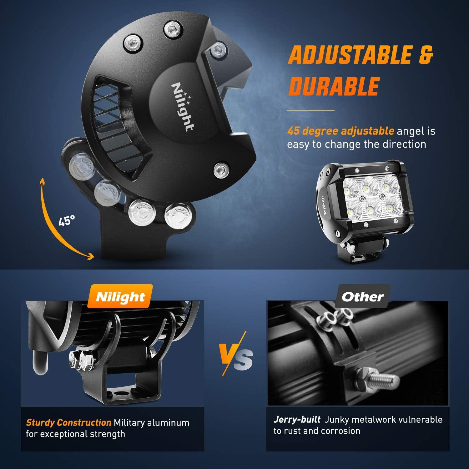 Luces LED de Niebla Inundadas Nilight ZH010 18W 2 Piezas