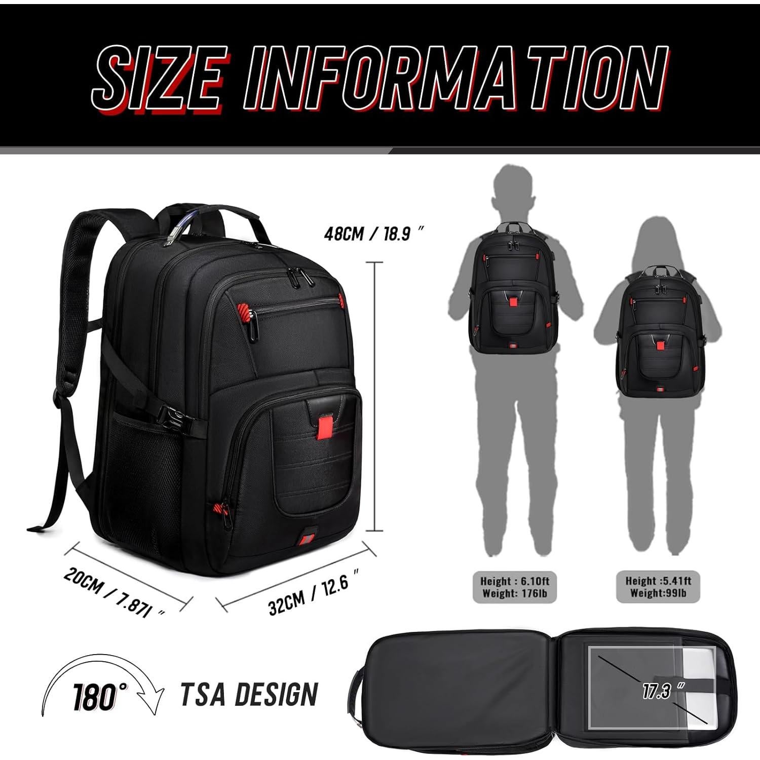 Mochila de Viaje Z-MGKISS 50L para Laptop Negra Aprobada TSA