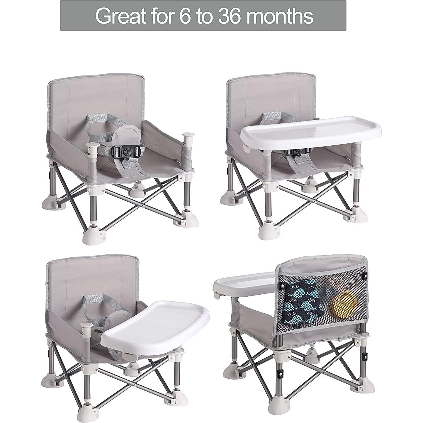 Asiento Portátil para Bebés PandaEar Gris con Mantelito