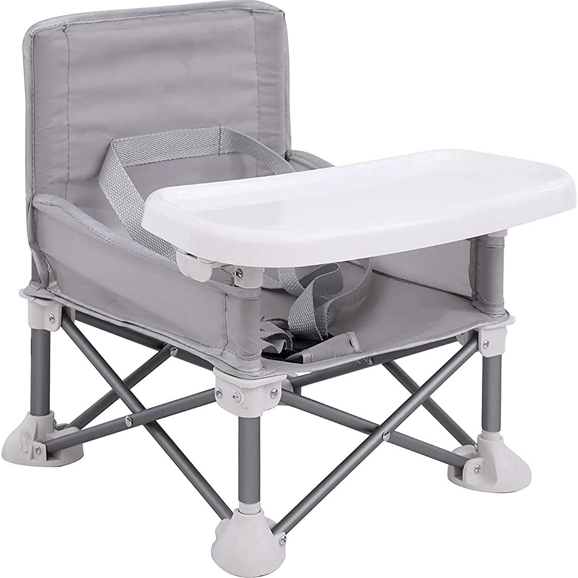 Asiento Portátil para Bebés PandaEar Gris con Mantelito
