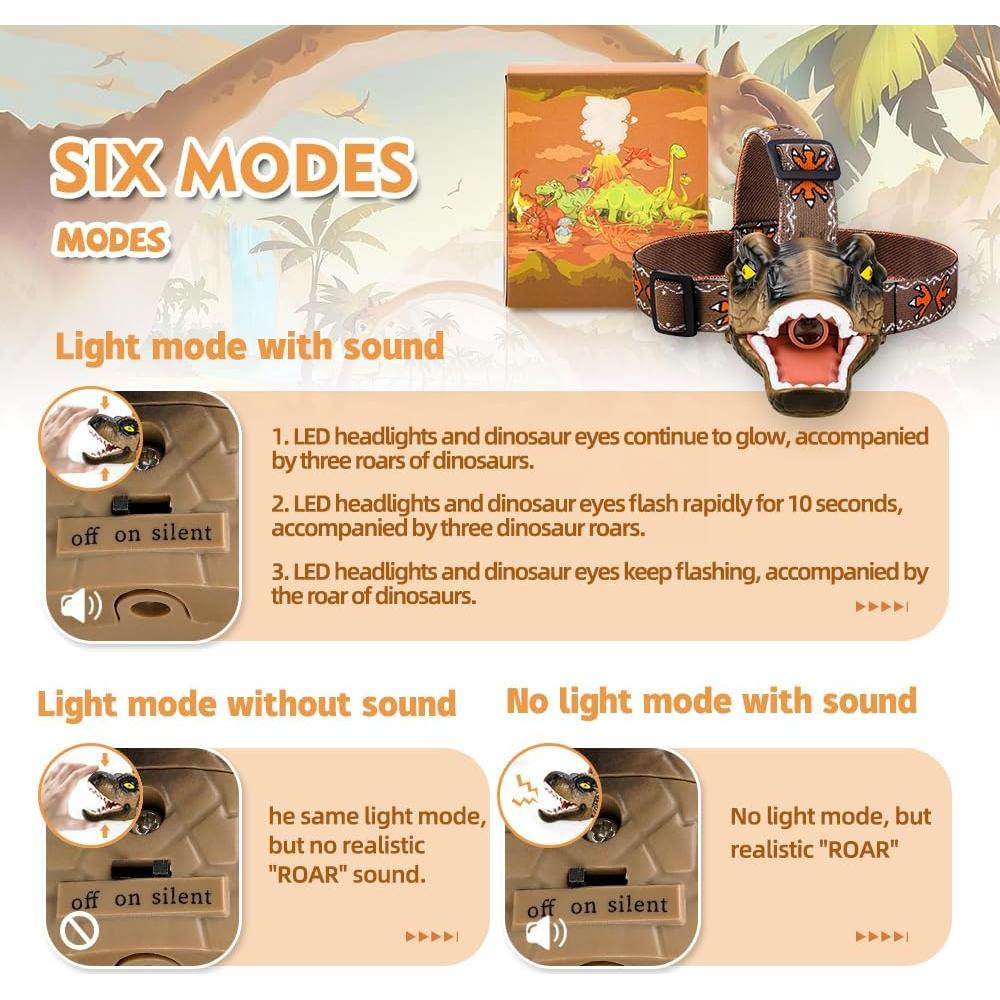 Linterna LED T-Rex Niovexium para Niños - 3 Modos de Luz