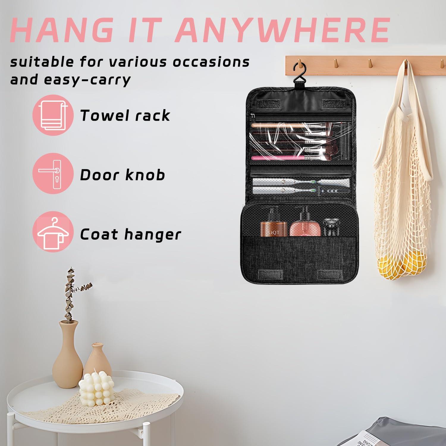 Bolsa de Aseo Colgante Impermeable 24.6x10.2x17.3cm Negro