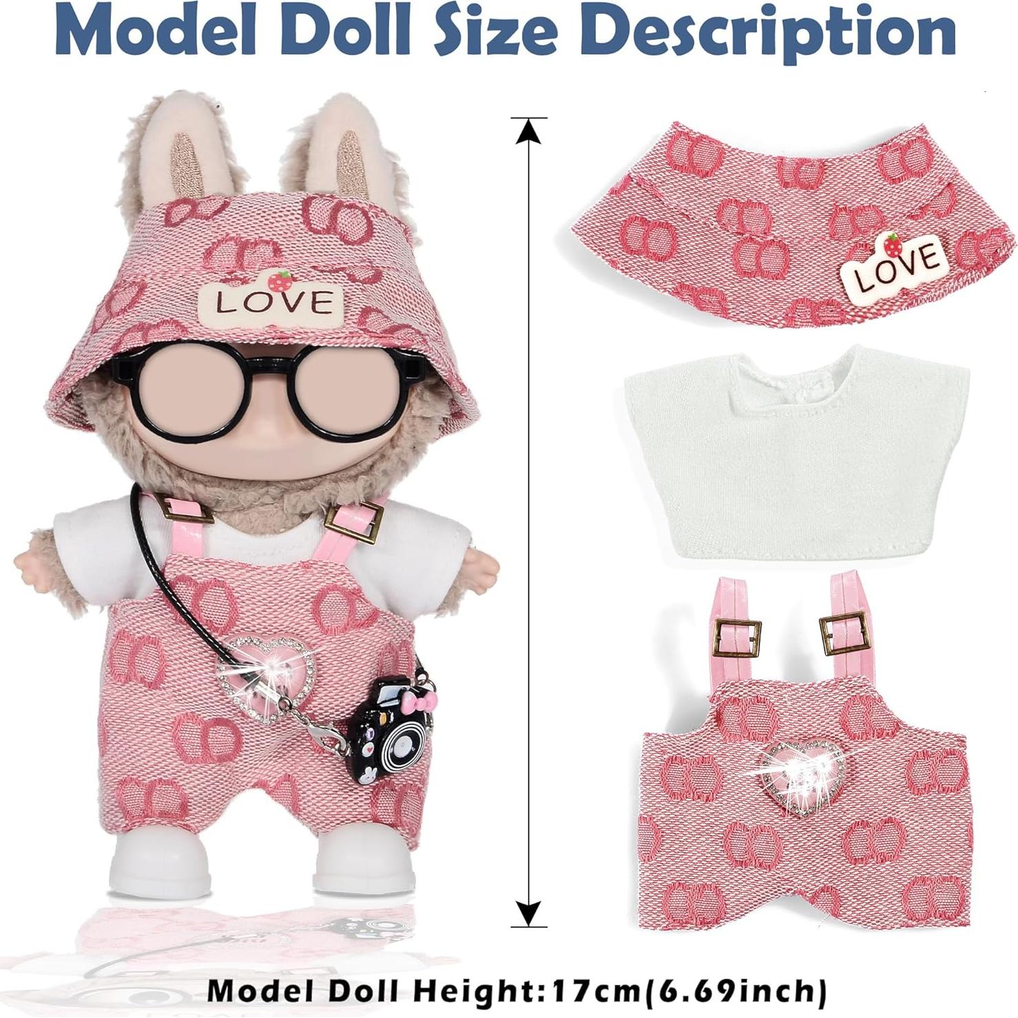 Conjunto de Ropa para Muñecas Ibayda 17cm - 3 Sombreros, Tops, Monos, Accesorios