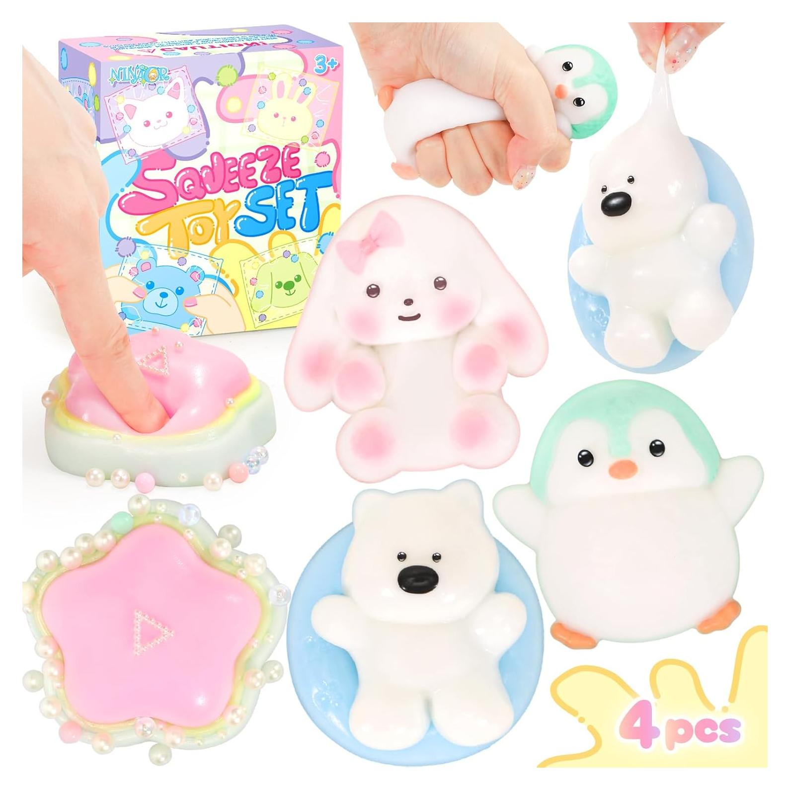 Juguetes Antiestrés Squishy NINAOR 4 Piezas Animales