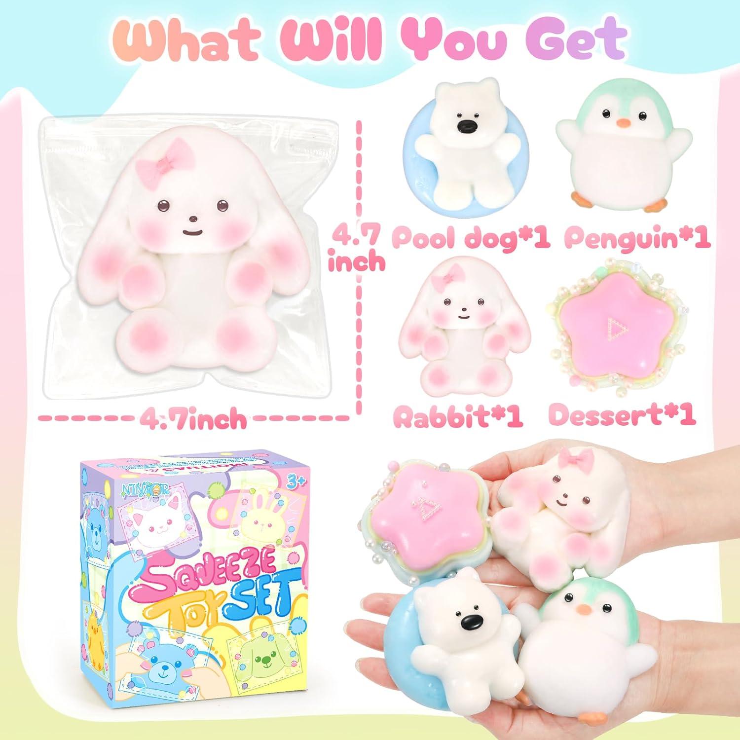 Juguetes Antiestrés Squishy NINAOR 4 Piezas Animales