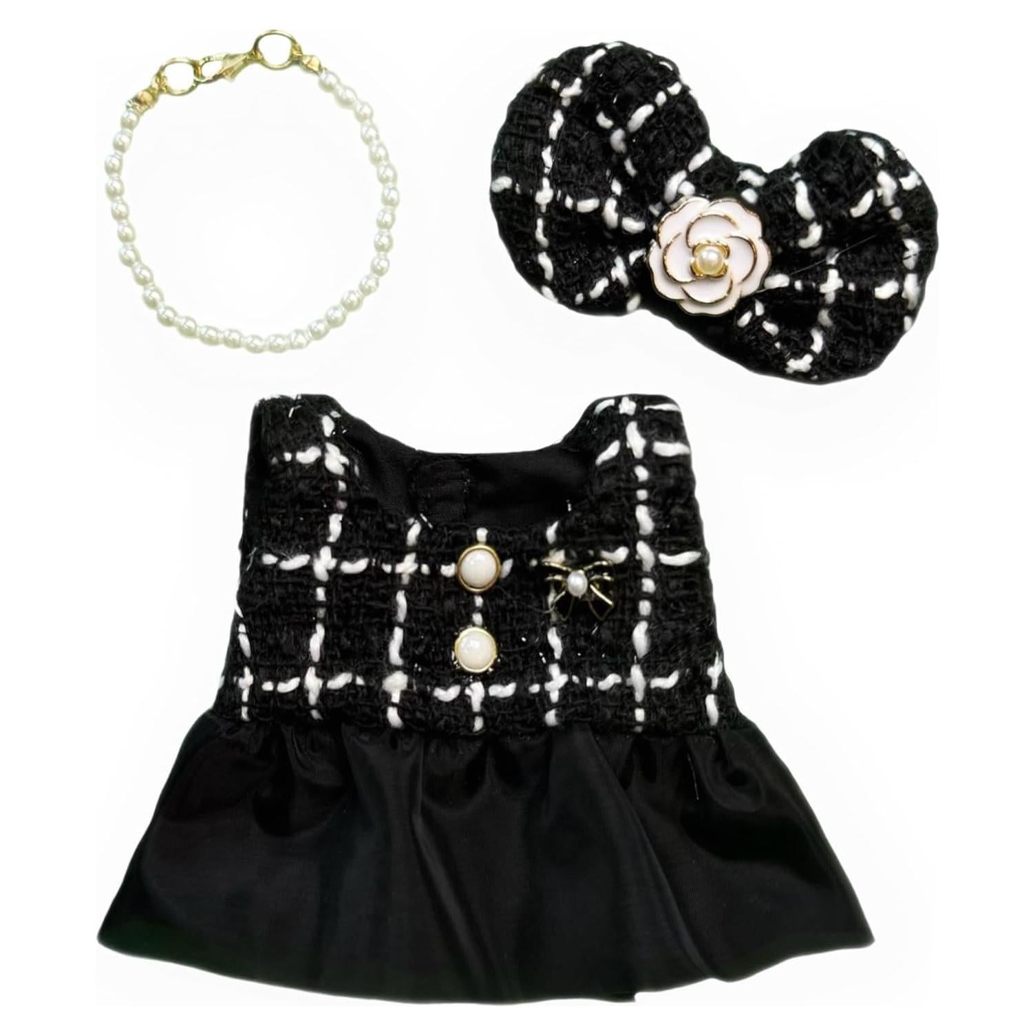 Conjunto de Ropa de Muñeca WENNIIWN 17cm - Vestido Tweed y Collar