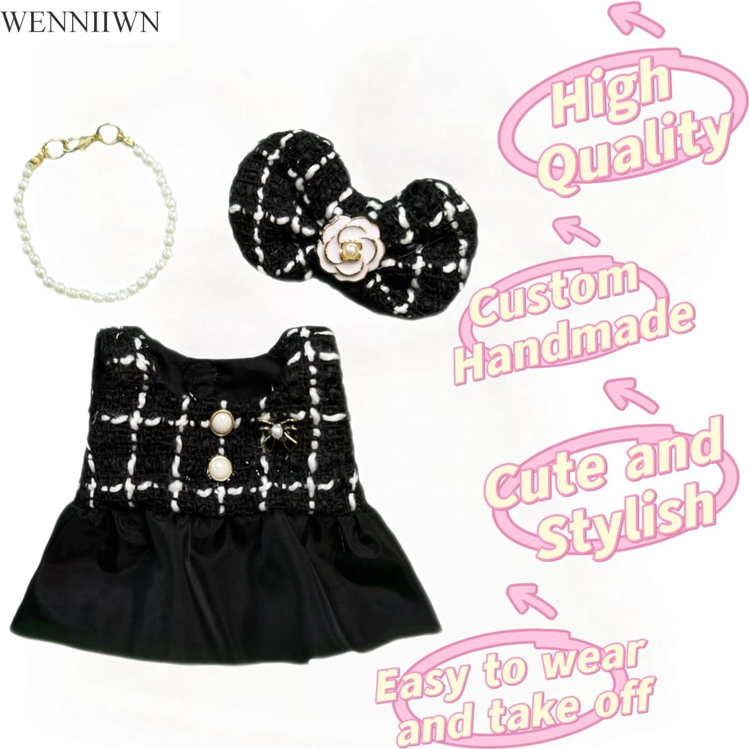 Conjunto de Ropa de Muñeca WENNIIWN 17cm - Vestido Tweed y Collar