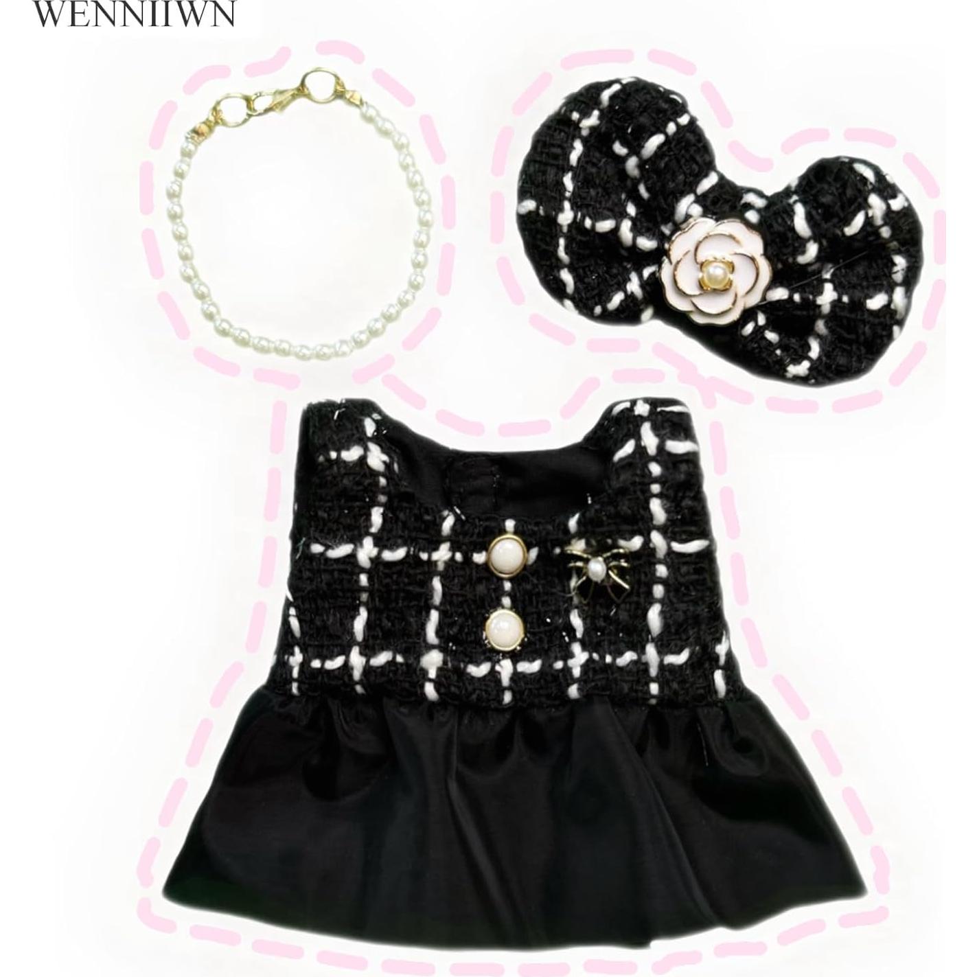 Conjunto de Ropa de Muñeca WENNIIWN 17cm - Vestido Tweed y Collar