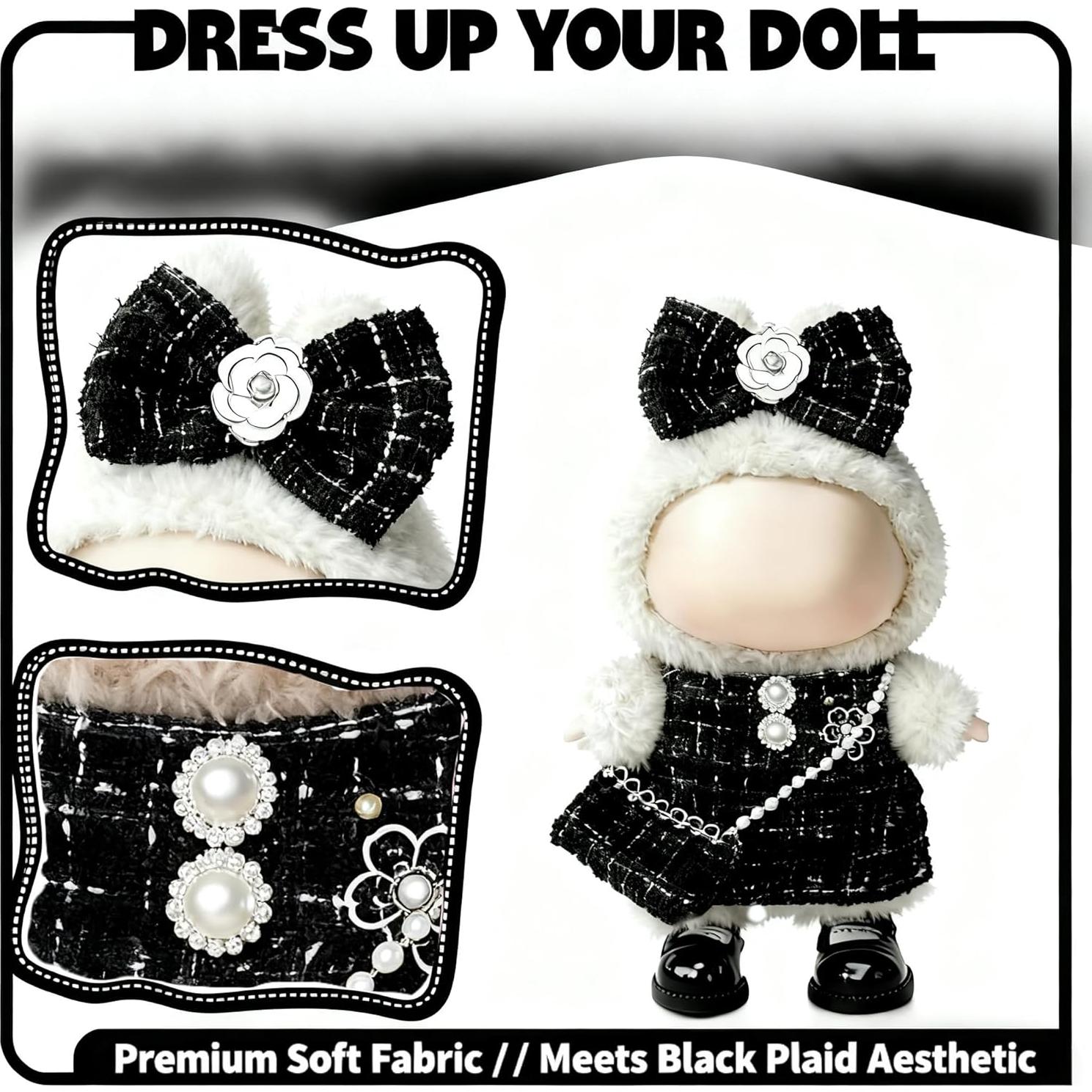 Conjunto de Ropa para Muñeca 17cm VVQUI Vestido Negro