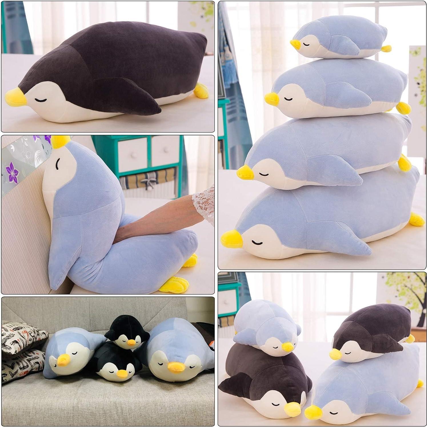 DENTRUN Pingüino Juguete de Peluche Suave 31 cm Azul Negro