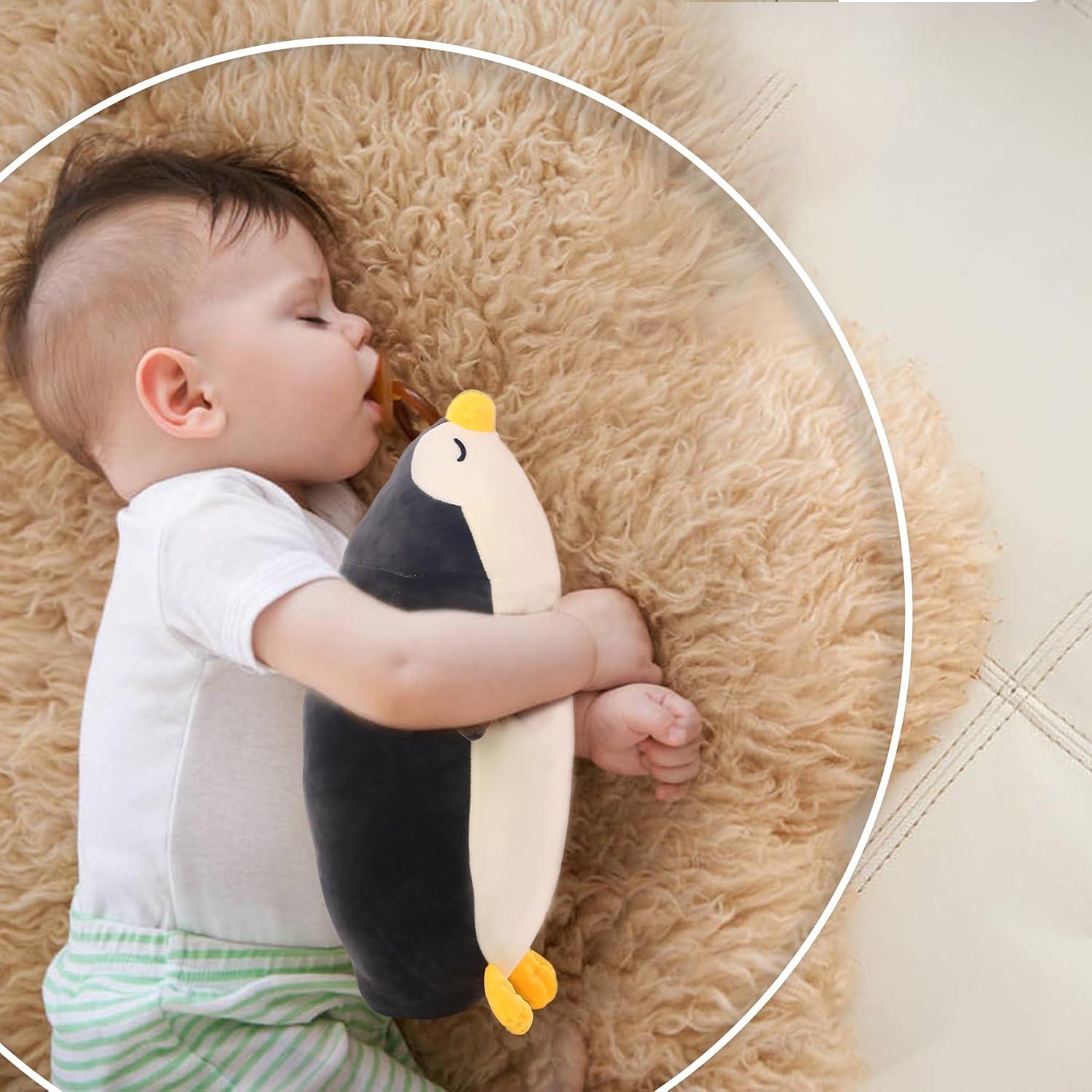 DENTRUN Pingüino Juguete de Peluche Suave 31 cm Azul Negro