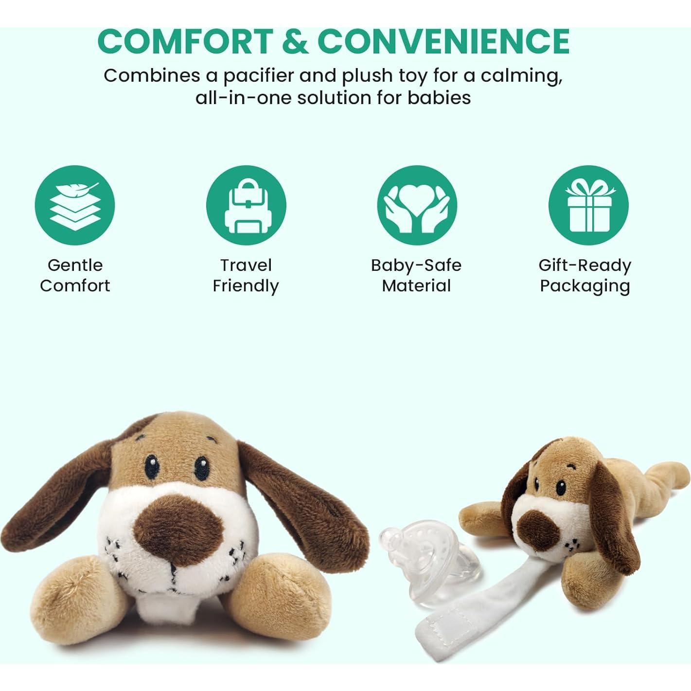 Porta Chupete Desmontable Pepe n Tito con Animal de Peluche Perro