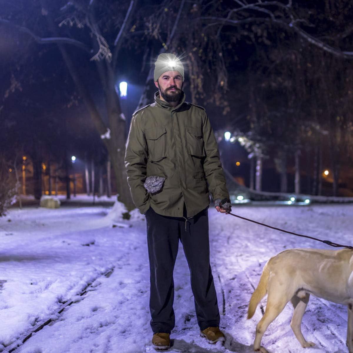Gorro de lana con luz LED Attikee unisex gris recargable