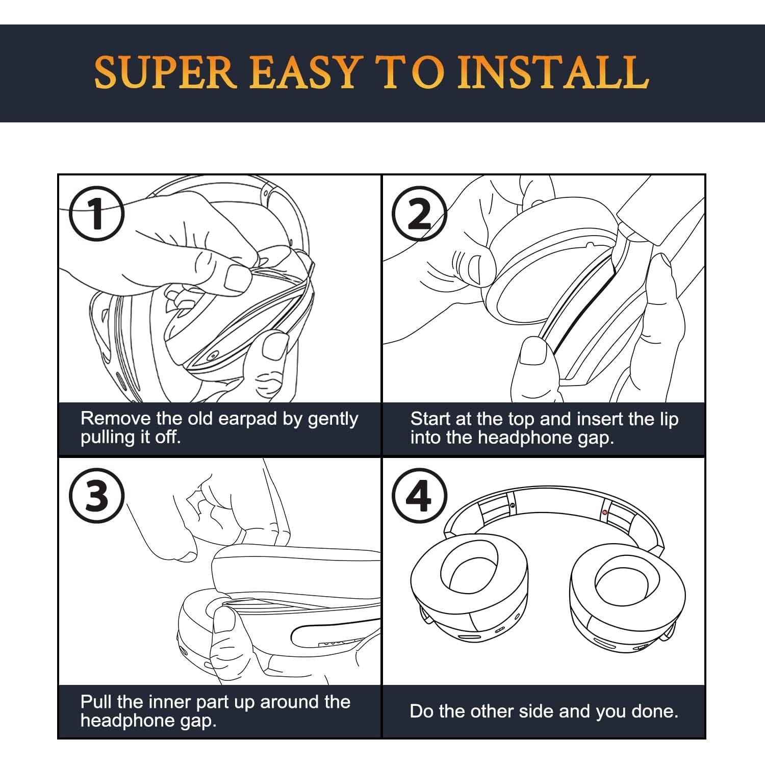 Almohadillas de Reemplazo SOULWIT para Auriculares Sony MDR-XB950 - Negro