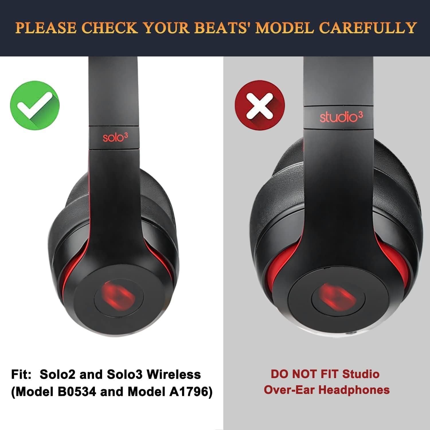 Almohadillas de Piel de Cordero SoloWIT para Auriculares Beats Solo 2 y 3 - Negro